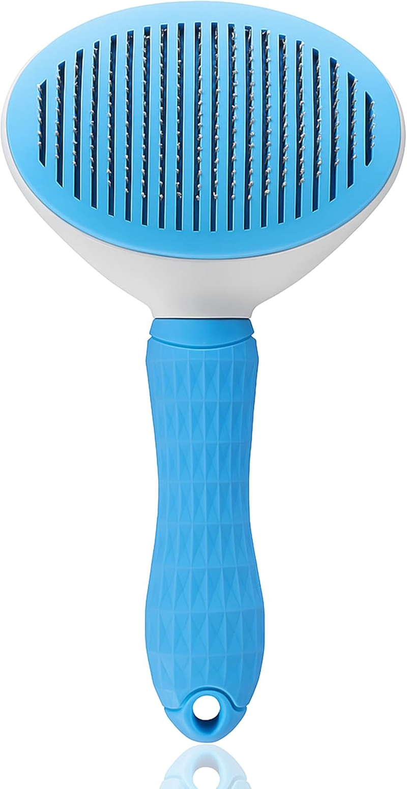 Retoo Dog Brush, Cat Brush, Self-Cleaning - Pet Hair Brush against Undercoat, Loose Hair & Tangles - Ergonomic Handle, Grooming Brush for Short & Long Hair, Gentle Massage image number 5