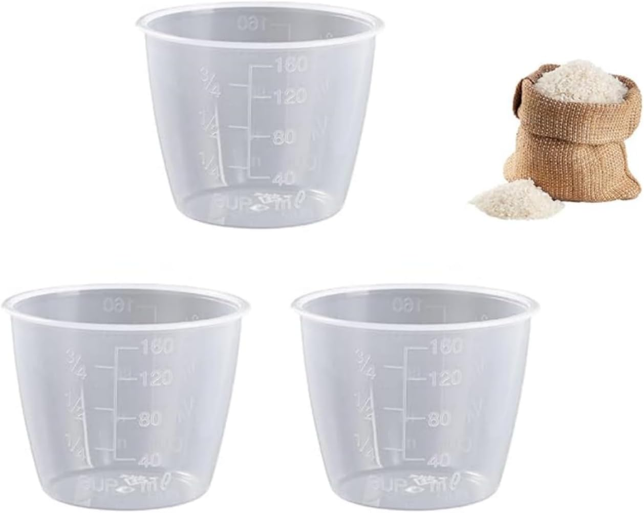 3Pcs Rice Measuring Cup 160Ml Plastic Transparent Rice Cooker Measuring Cup for Dry and Liquid Ingredients, Rice Cooker Accessories image number 5