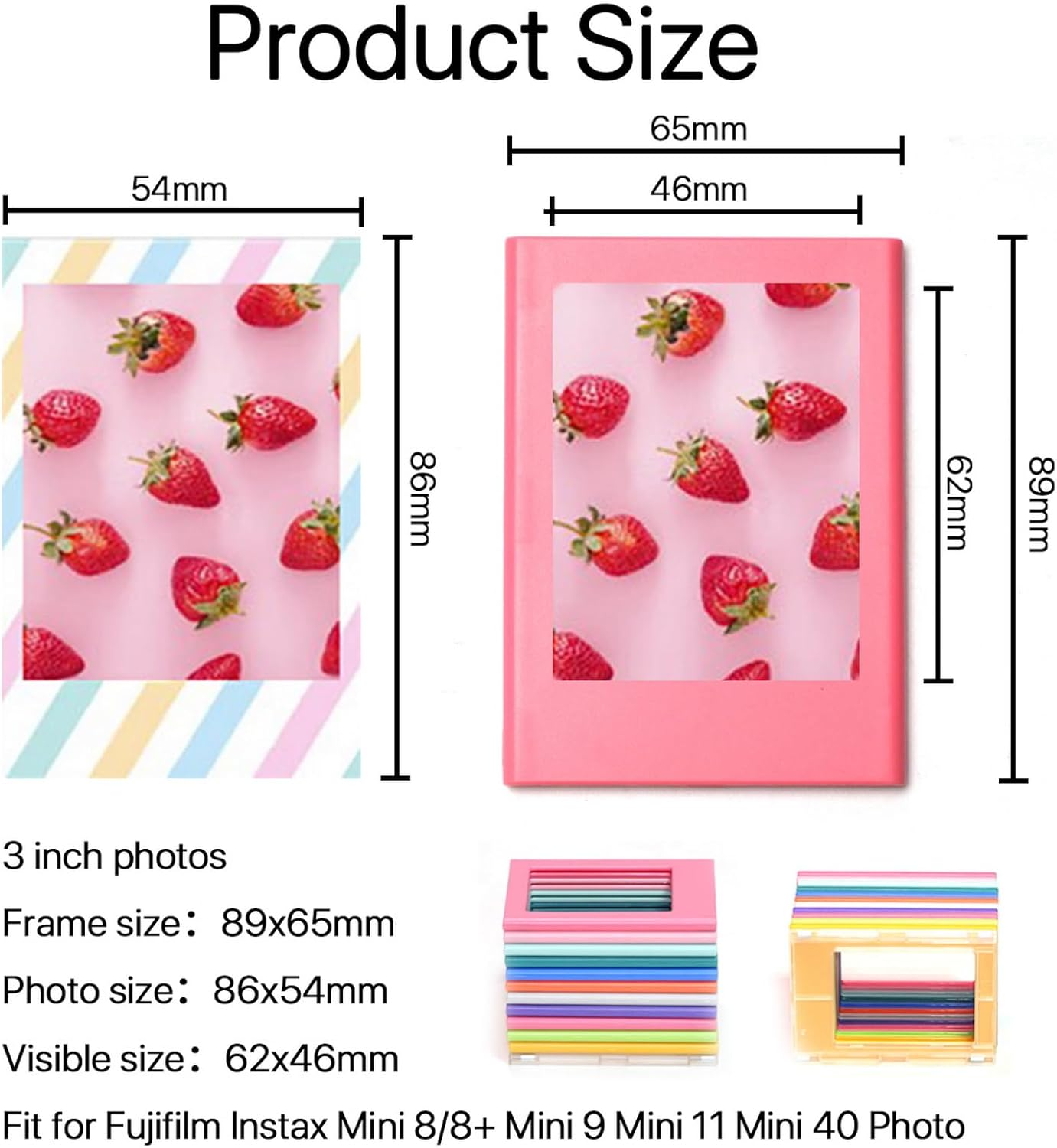 GYB 12PCS Colorful Magnetic Photo Frame for 3 Inch Mini Photo, Picture Collage Frames for Fridge Metal Surfaces, DIY Photo Frame (2 Sets) image number 4