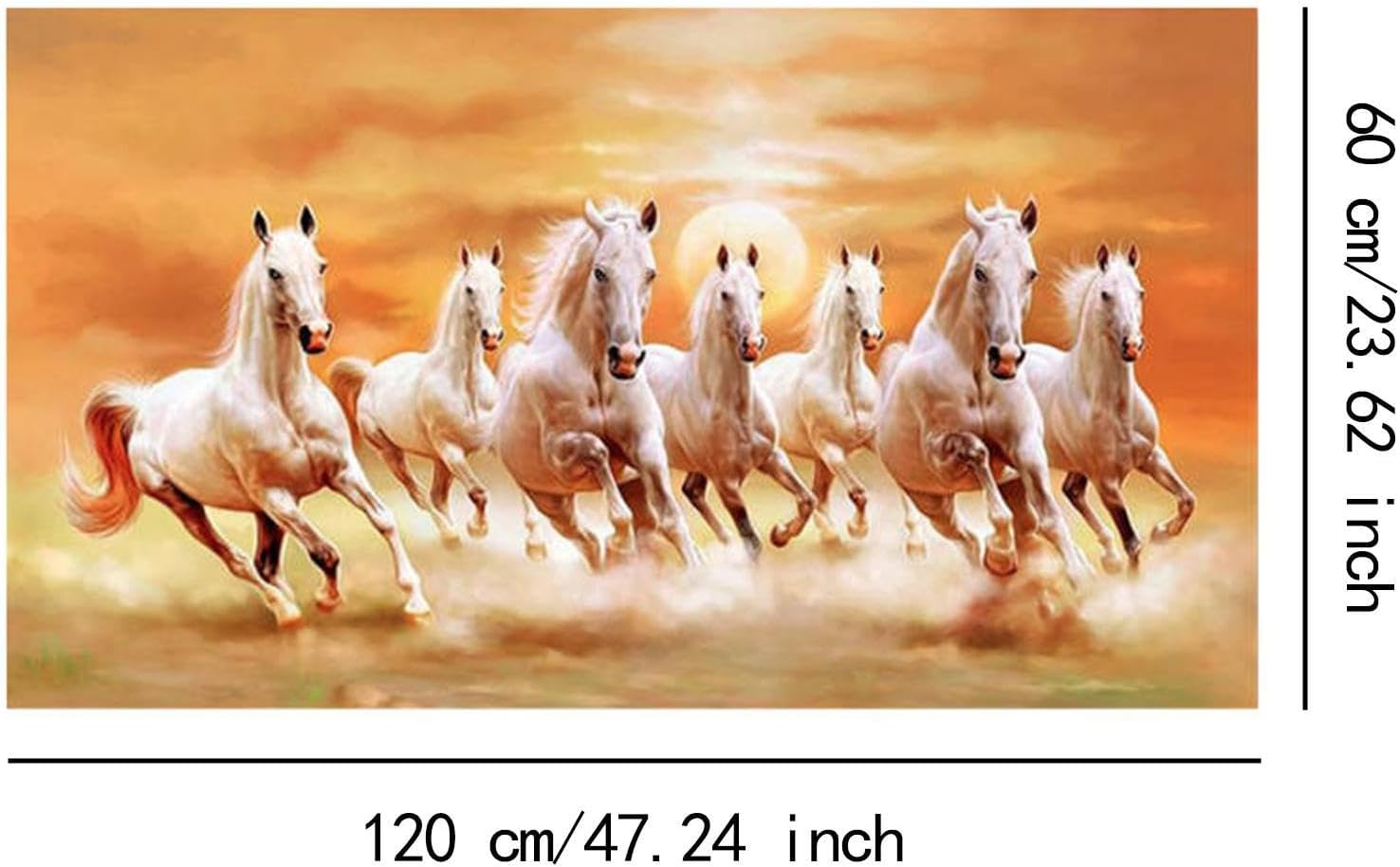 STARTIST Seven Running Horses Wall Art Canvas Print Picture Fashion Decorative Birthday Gift Animal Posters Artwork for Bedroom Office, 60Cmx120Cm image number 5