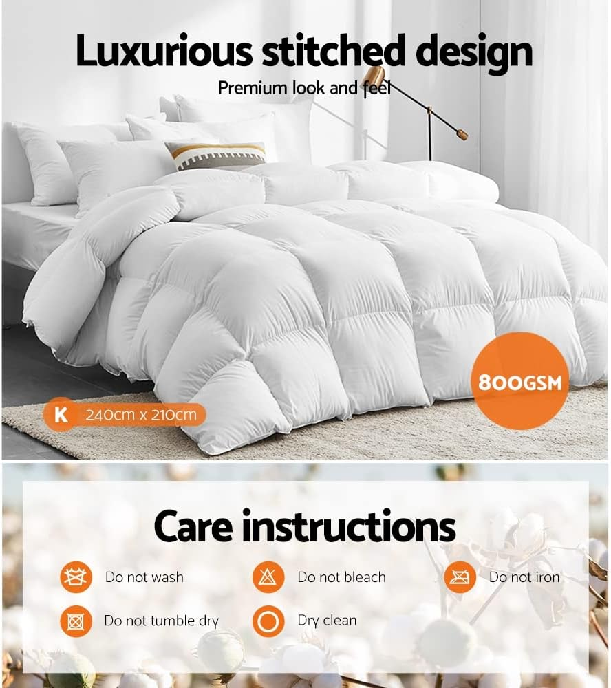 800GSM Goose down Feather Quilt King Luxury Bedding Soft Warm Comforter Set image number 5