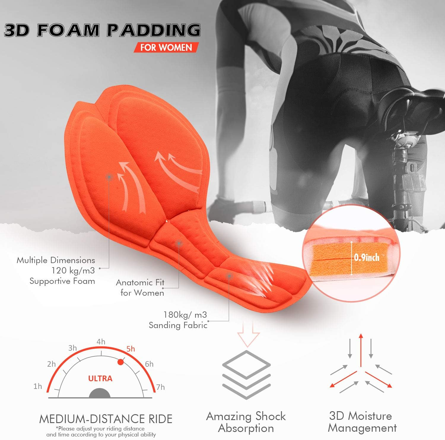 Soukesportsau Cycling Shorts Women'S 3D Padded Bicycle Bike Biking Underwear Shorts