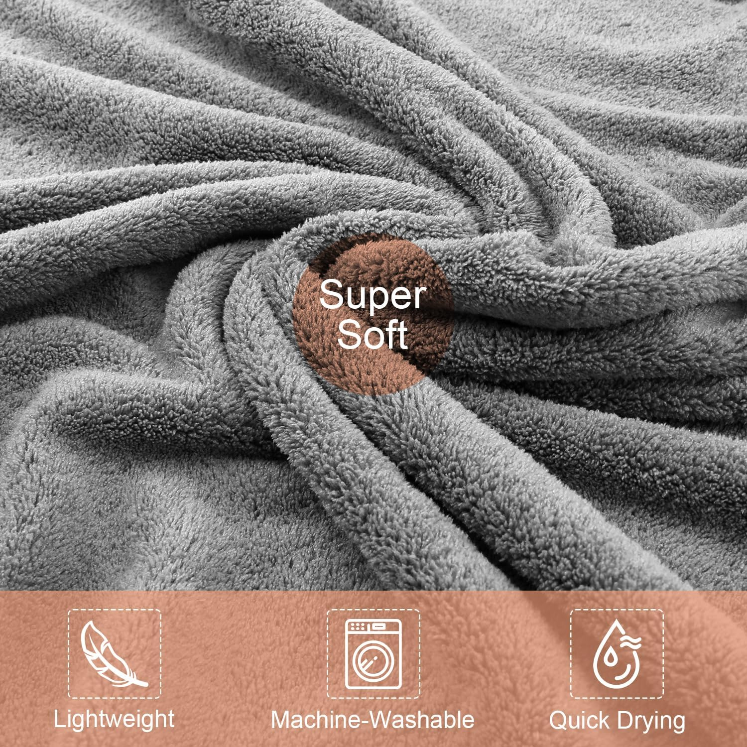 Microfiber Bath Towels 2 Pack(27.55'' X 55.11'') - Ultra Soft Towel Set,Highly Absorbent,Quick Drying Bath Towels Large for Body, Sport, Yoga, SPA, Fitness by H HOME-MART- Grey Bath Towel Set image number 4