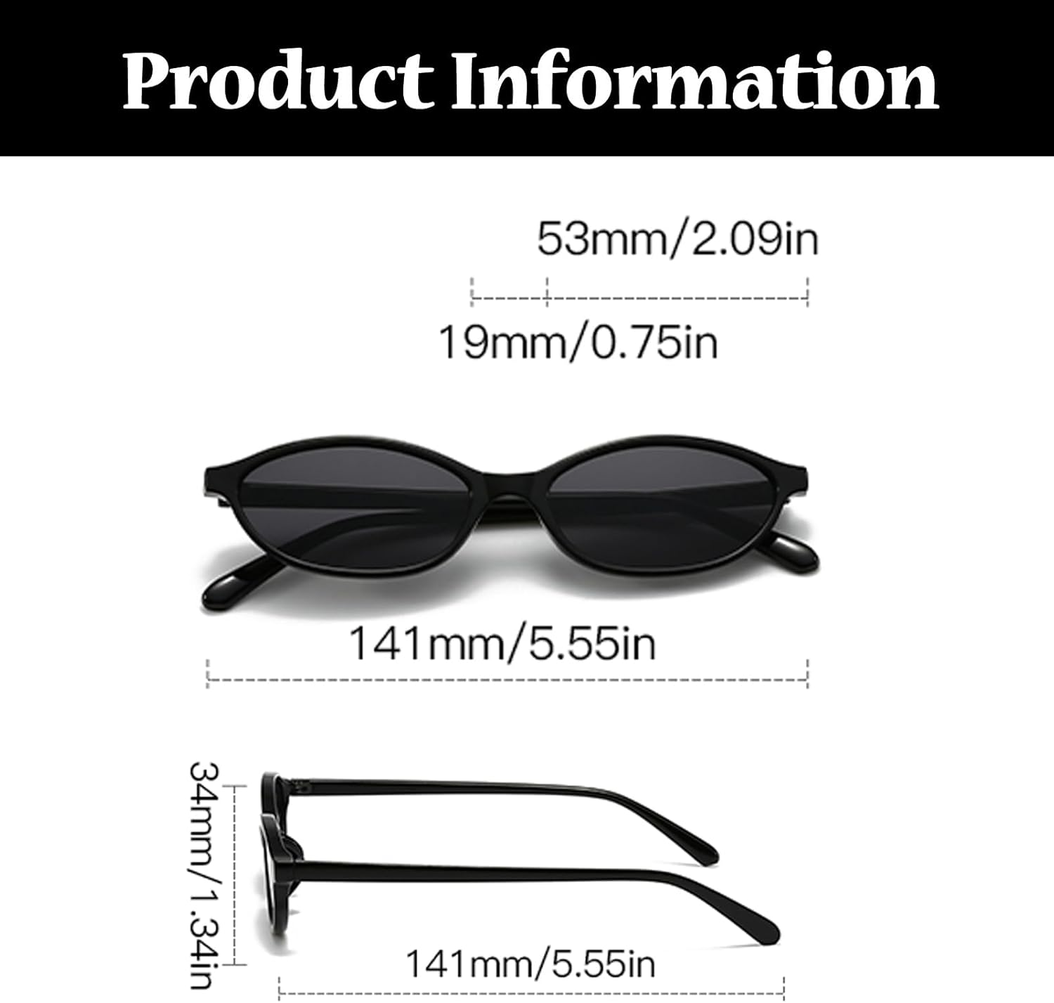 LJCZKA Retro Oval Cat Eye Sunglasses for Women 90S Trendy Small Frame Sunnies Vintage Cateye Y2K Shades UV400 Protection