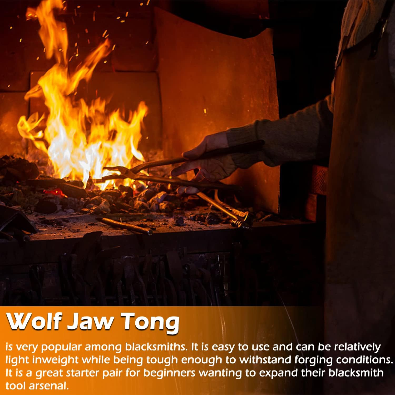 Upgraded Blacksmith Tongs Wolf Jaw Blacksmithing Tongs for Beginner & Seasoned Blacksmiths, Bladesmiths & Craftsmen (15 in (380Mm)) image number 2