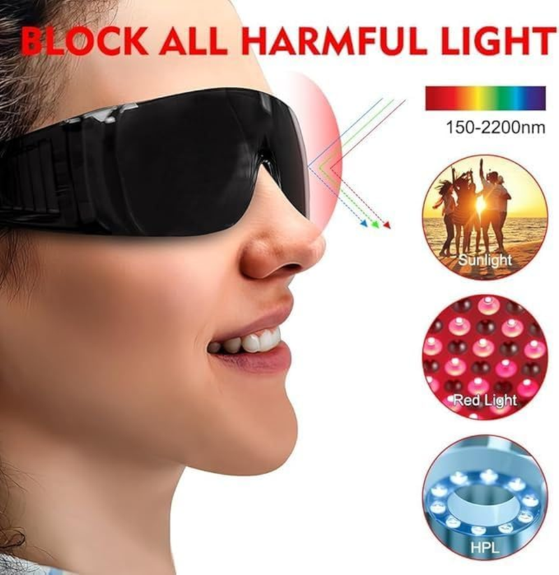 Red Light Therapy Glasses, Effectively Filter Red Light and Infrared Radiation from 150Nm to 2200Nm, Tanning Goggles image number 3