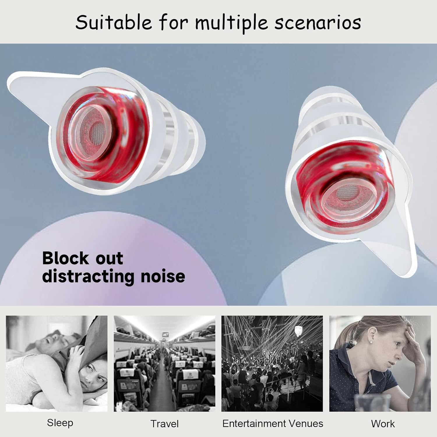 High Fidelity Music Ear Plugs - Perfect Noise Reduction Music Ear Plugs for Musicians, Concerts, Festivals & Drummers, High-Fidelity Earplugs with Protective Case (Red, Adults) image number 3