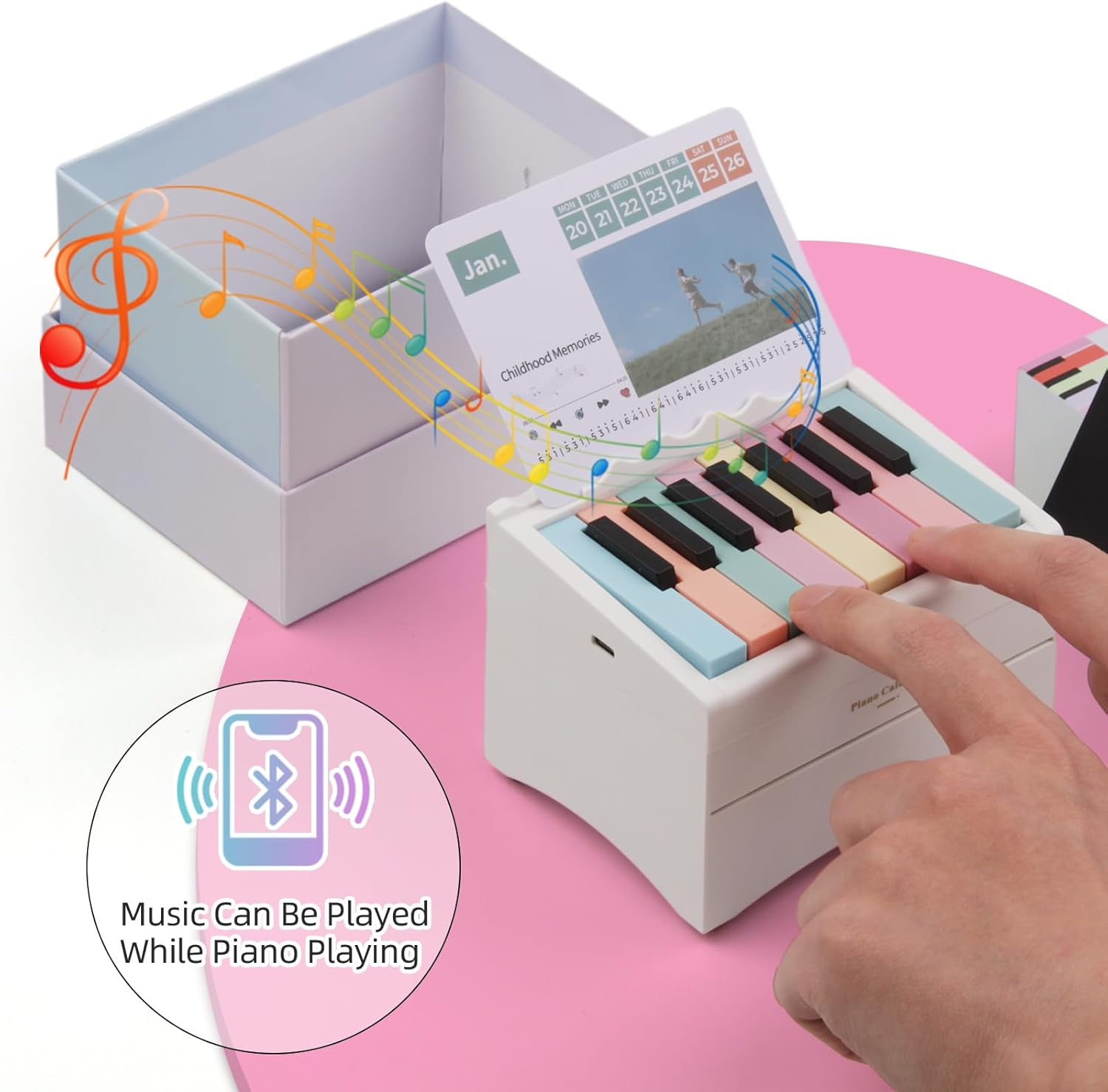 Playable Piano Calendar, Piano Calendar 2025 Desk Calendar, USB Rechargable Mini Piano Calendar with 52 Music Scores in 27 Cards, Home Decor image number 2