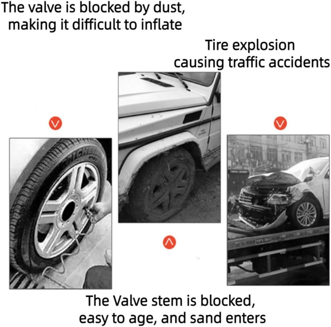 JRYXDS 16 Valve Caps Black Universal for Car, SUV, Motorcycle & Truck, Tyre Valve Closure, Wheel Valve Cover, Rubber Caps with Seal, Marking Vl/Vr/Hl/Hr image number 4