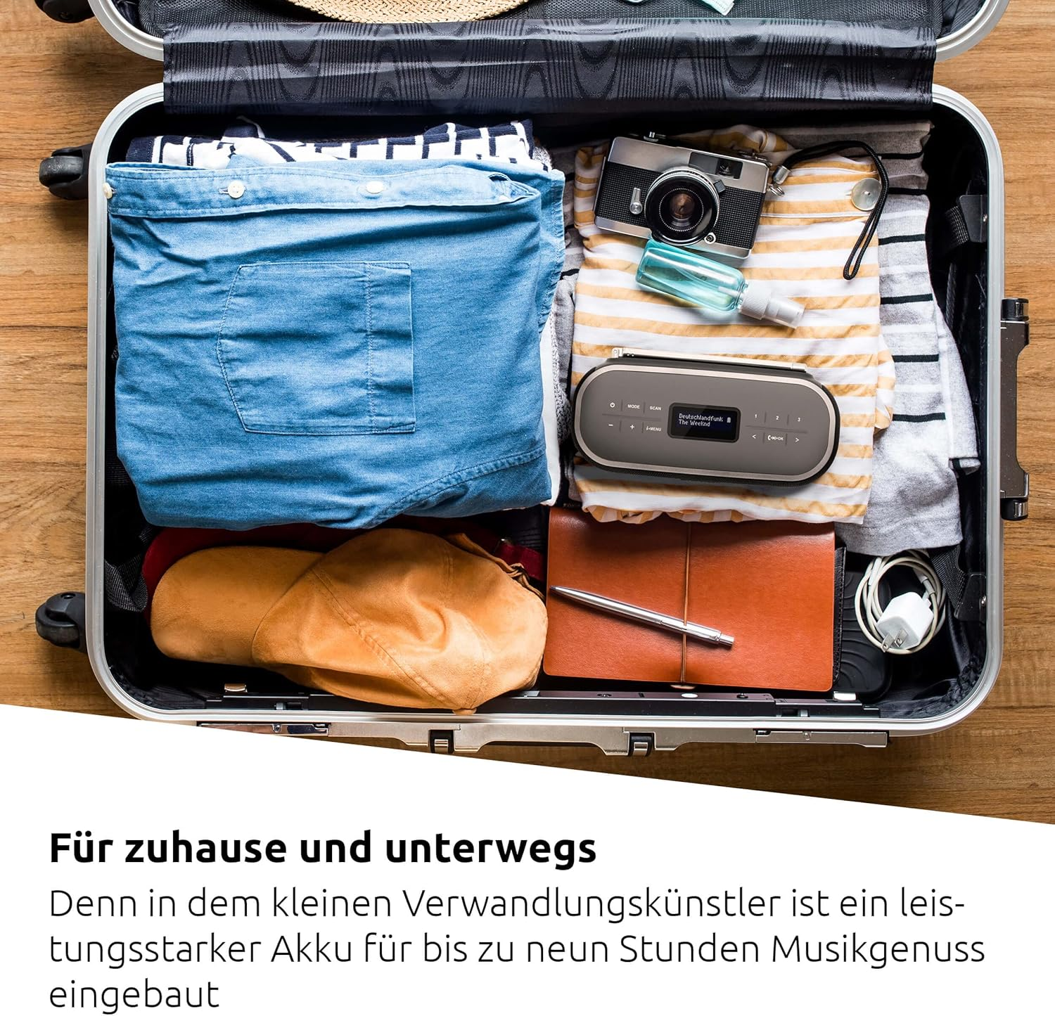 Technisat VIOLA BT 1 Portable Bluetooth Speaker with DAB+ Digital Radio (FM, DAB, Clock, Alarm Timer, Favourite Memory, LCD, Hands-Free Function, Aux-In, Battery, USB-C Charging Cable, 6 W) Black/Grey image number 4