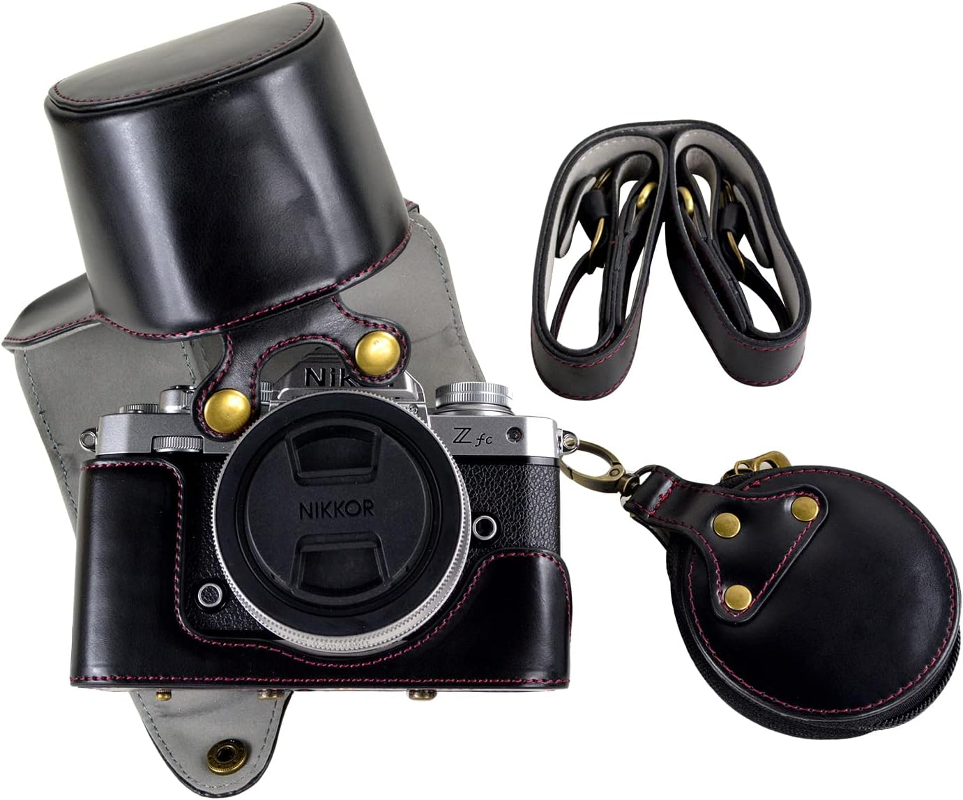 Z Fc Zfc Camera Caserieibi PU Leather Case with Strap for Nikon Z Fc Zfc 28Mm F/2.8 SE, 16-50Mm F/3.5-6.3 Lens, Coffee, S, Coffee