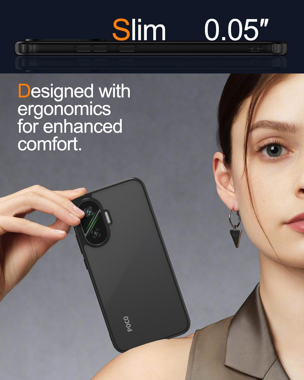 Case for Xiaomi Poco F7 - [Matte Translucent] [Military Standard Protection] [Ultra Slim Hybrid Design] Shockproof Case (Black) - Black image number 5