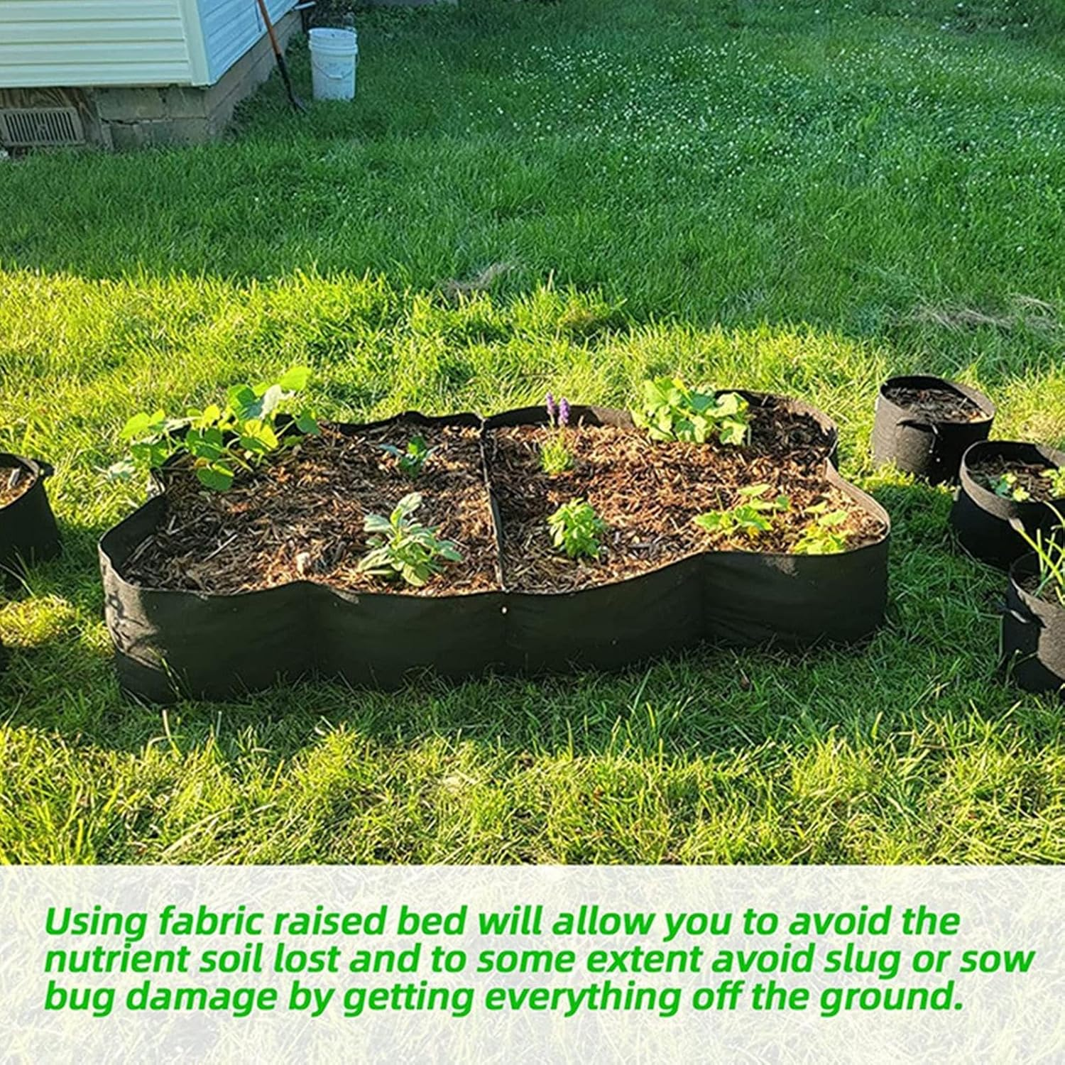 Fabric Garden Bed - 128 Gallon Raised Planter Rectangular Growing Bed | Garden Bed Vegetable Flower Growing Bag | Garden Supplies with 8 Compartment Grid Vegetable Flower Potato Planting Container image number 6