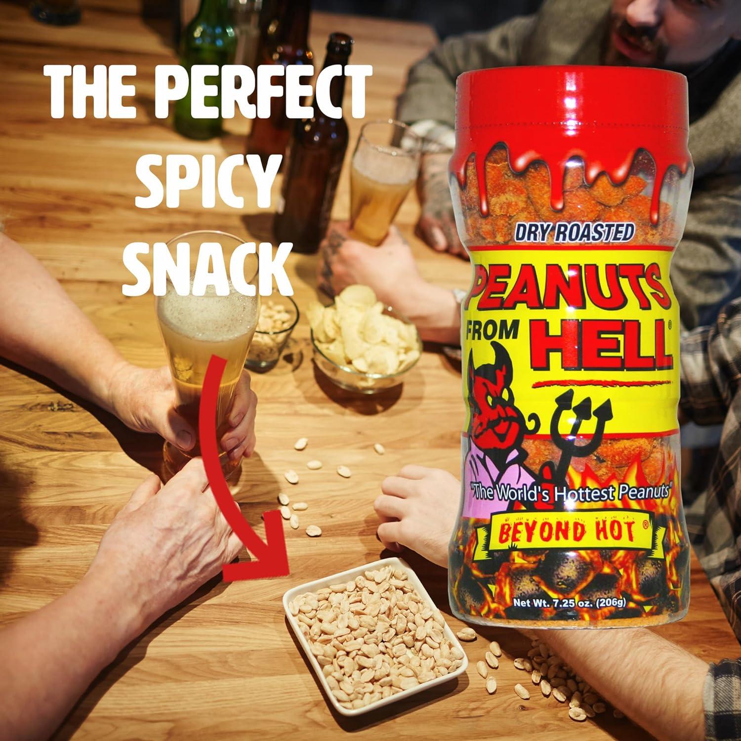 Peanuts from Hell - Habanero Pepper Spicy Hot Peanuts &ndash; 206G - Ultimate Spicy Gourmet Gift Peanuts - Try If You Dare!