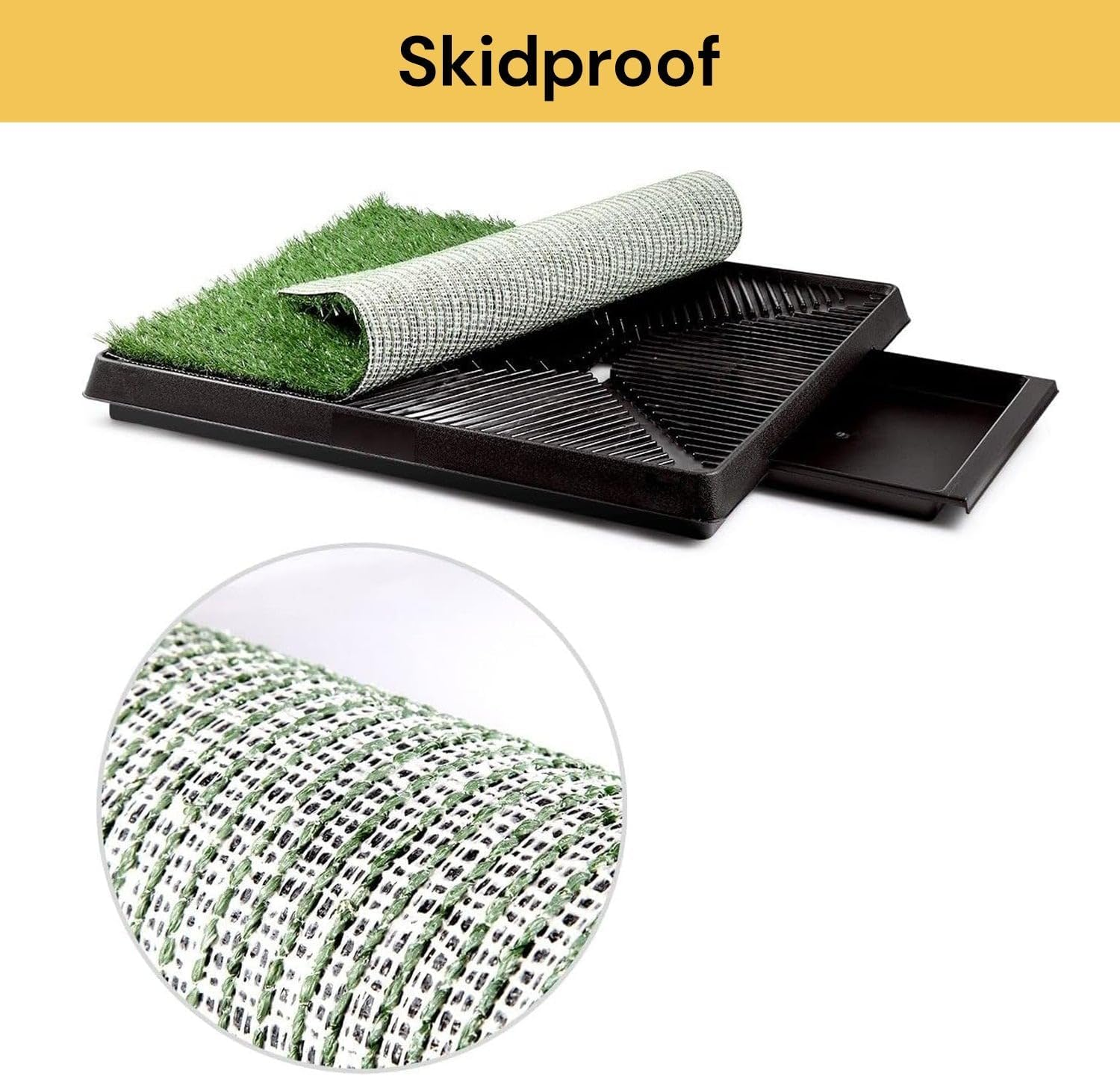 Ezonedeal Dog Toilet Indoor Puppy Training Pad, Dog Potty Pet Training Grass Mat, Removable Waste Tray for Easier Clean Up, Non-Toxic Artificial Turf, 63Cm X 51Cm (Dog Potty Try & 1 Grass Mat) image number 4