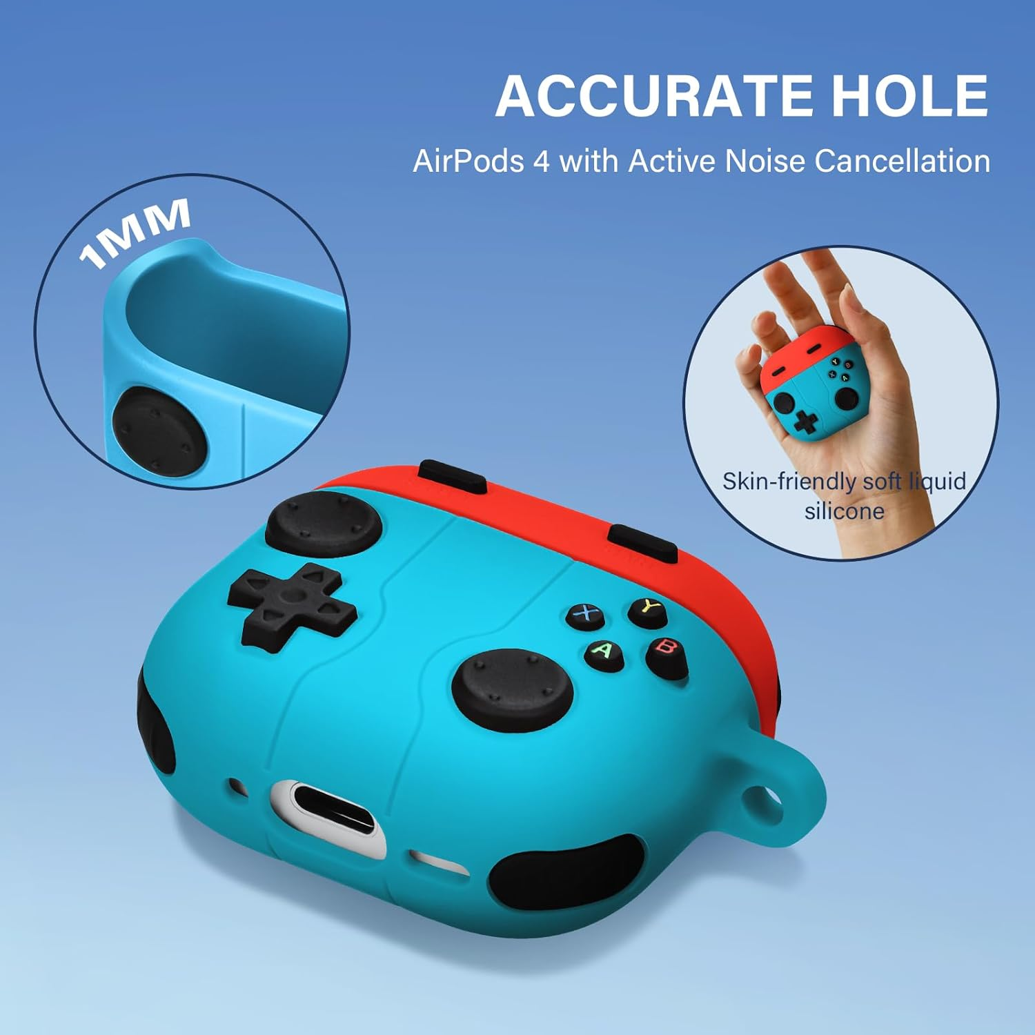 Rorupopo Game Case for Airpods 4 Cover Shock-Proof Protective Silicone Case with Cleaning Pen and Keychain Accessories for Apple Airpods 4Th Generation (Red+White) image number 6