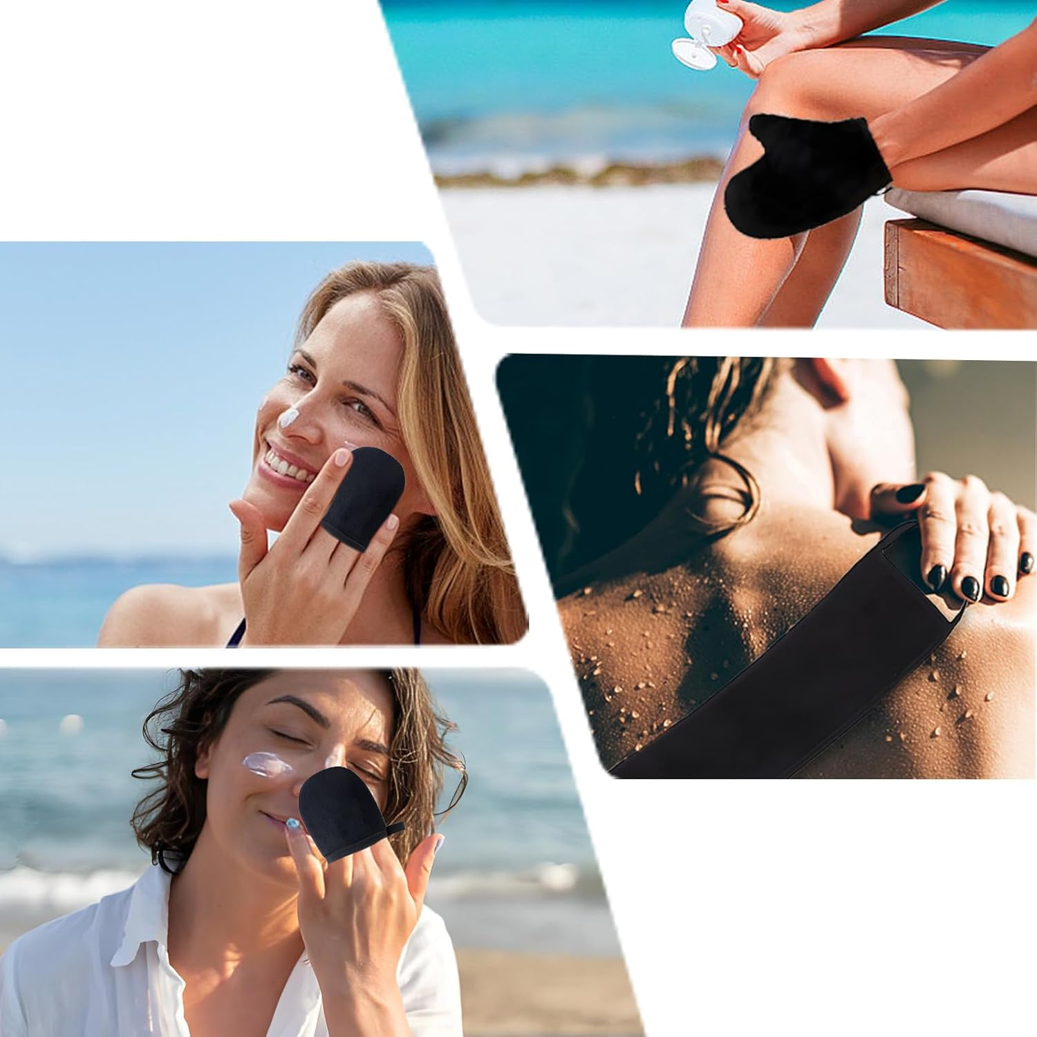 5 Pcs Self Tanning Mitt Set, Black Self Tan Mitt, Even Application for Back and Hard to Reach Areas Reusable Tanning Brush for Body Fake Tan Mitt for Applying on the Body image number 3