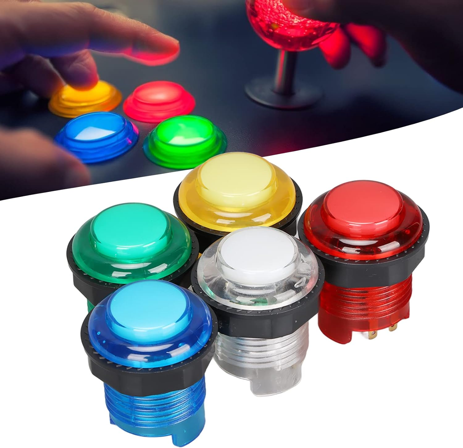 Dpofirs 5 Pcs Push Buttons, 28Mm Push Button DIY Fighting Stick PC Joystick Game Part for Machine Games(5V) image number 3
