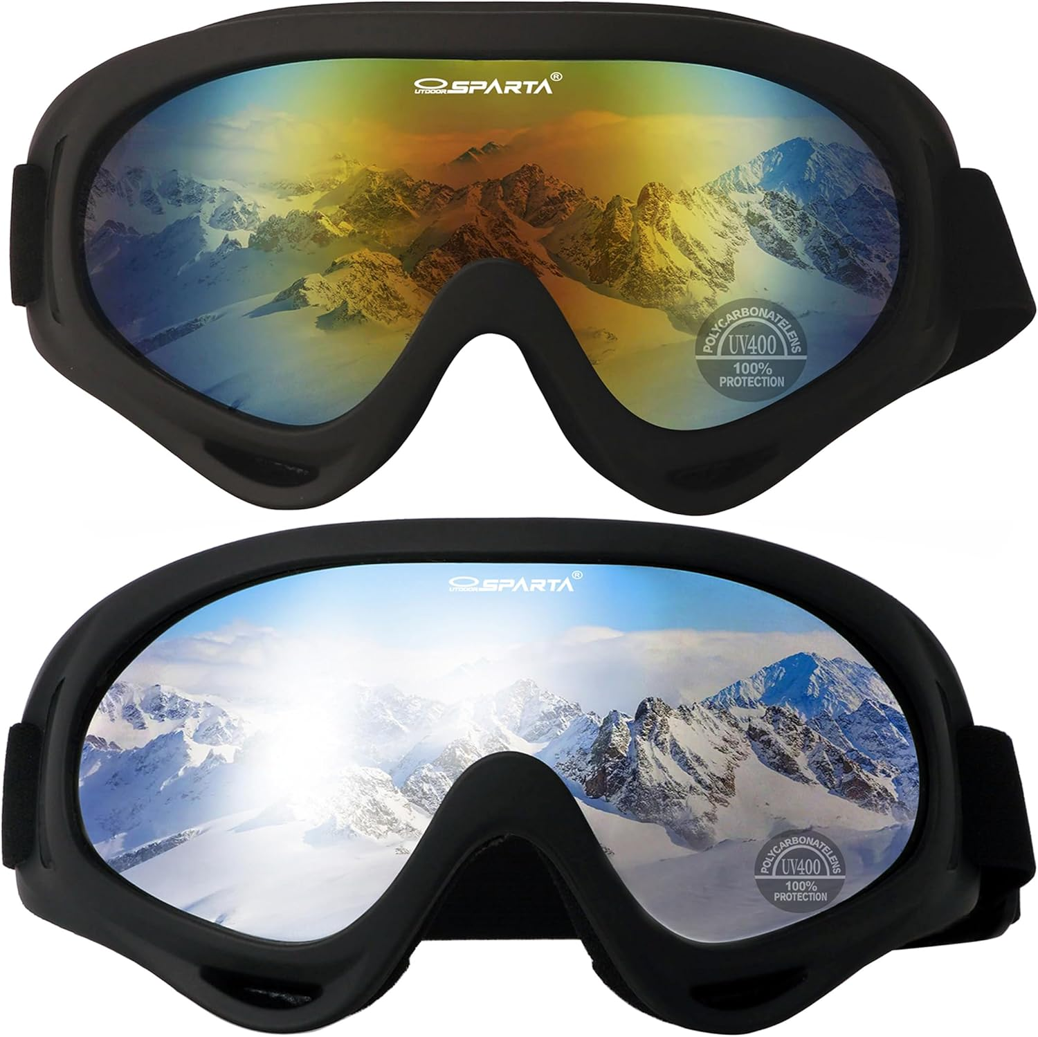 OUTDOOR SPARTA 2-Pack Ski Snow Sports Snowboarding Goggles Motocycle Goggles Cycling Glasses for Men Women Youth Boys Girls image number 6