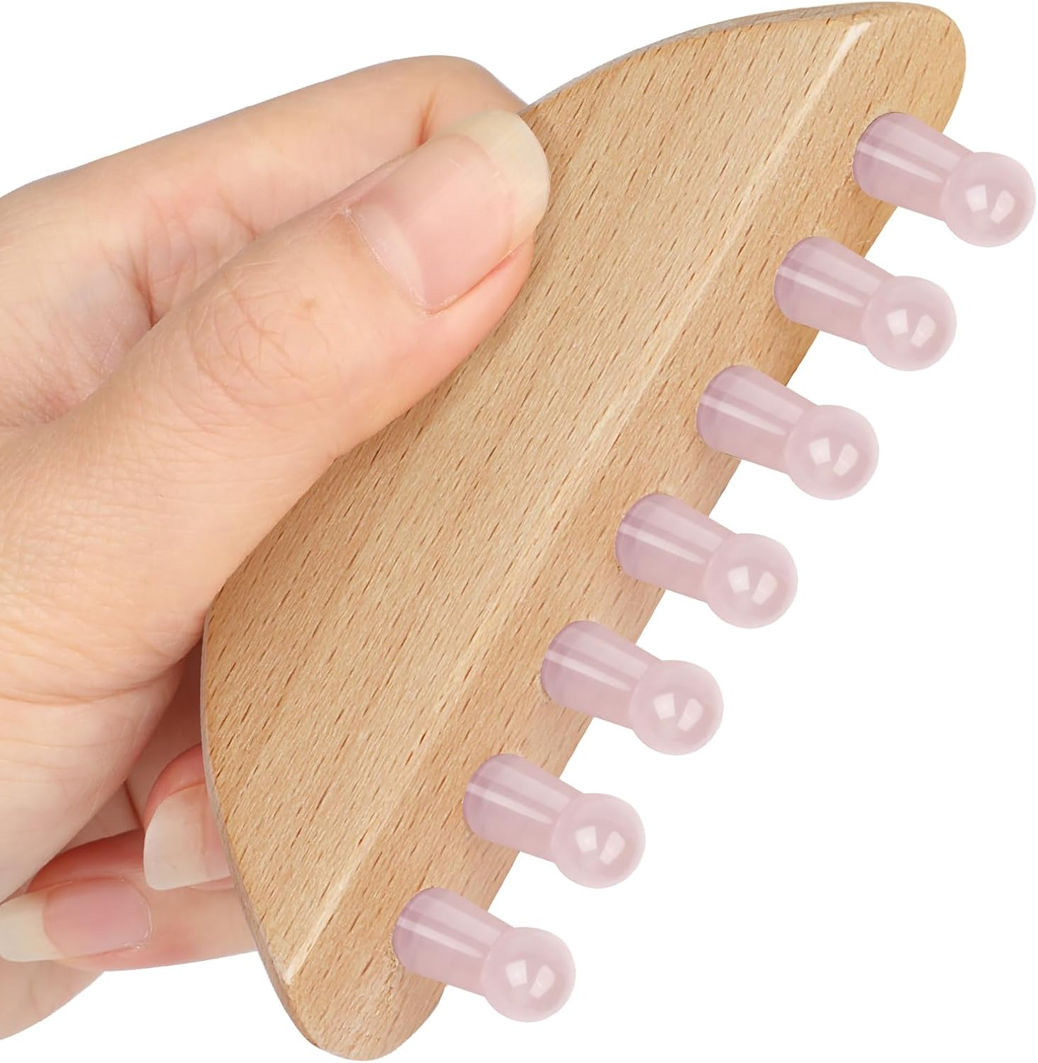 Scalp Massager,Head Scalp Comb,Rose Quartz Tooth-Wooden Comb for Head Stress Relax Massage Tool for Hair Growth Relieve Headaches