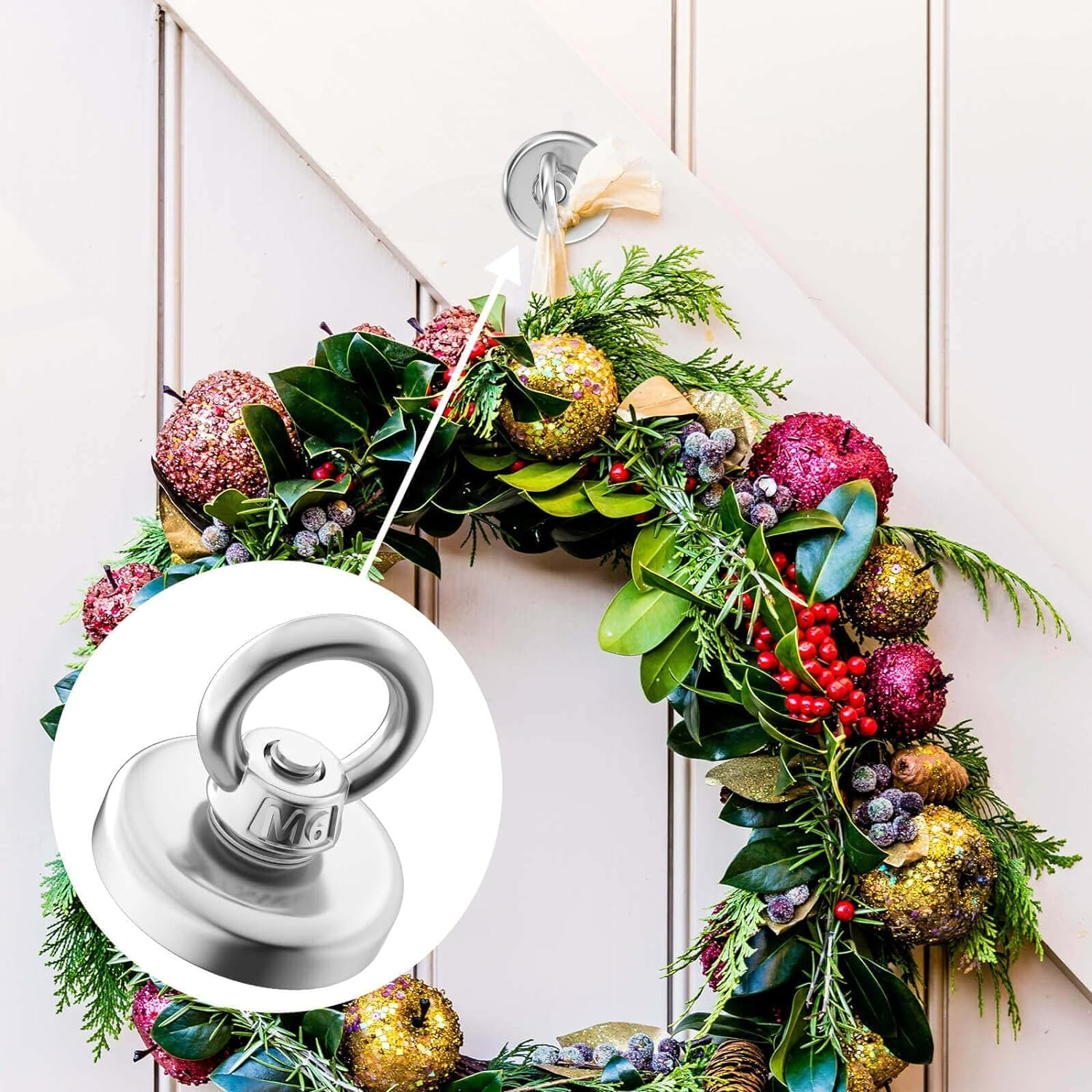 MIN CI Neodymium Magnets 255Lb Super Strong Magnet Fishing,Heavy Duty Magnetic Large Rare Earth Magnets with Countersunk Hole Eyebolt for Magnetic Fishing Salvage Underwater Retrieval Industrial 2Pack