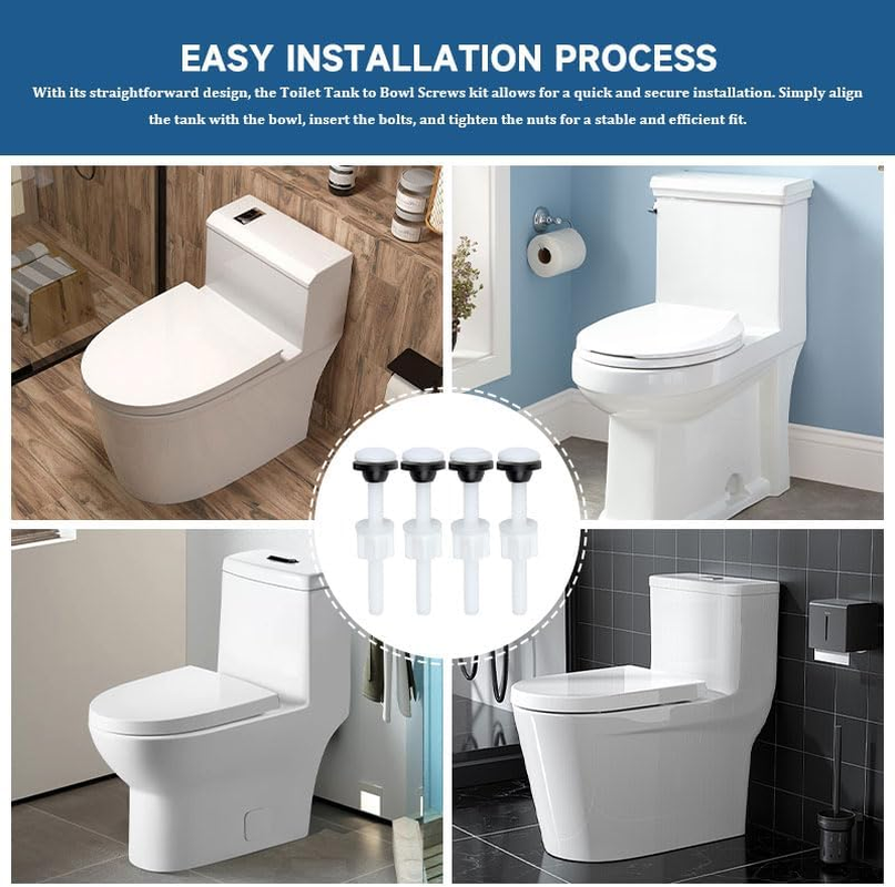 4 Pcs Toilet Cistern Seal Bolt Kit, Plastic Fixing Screw Rustproof, WC Tank、Bathroom Fastener Repair Kits image number 1