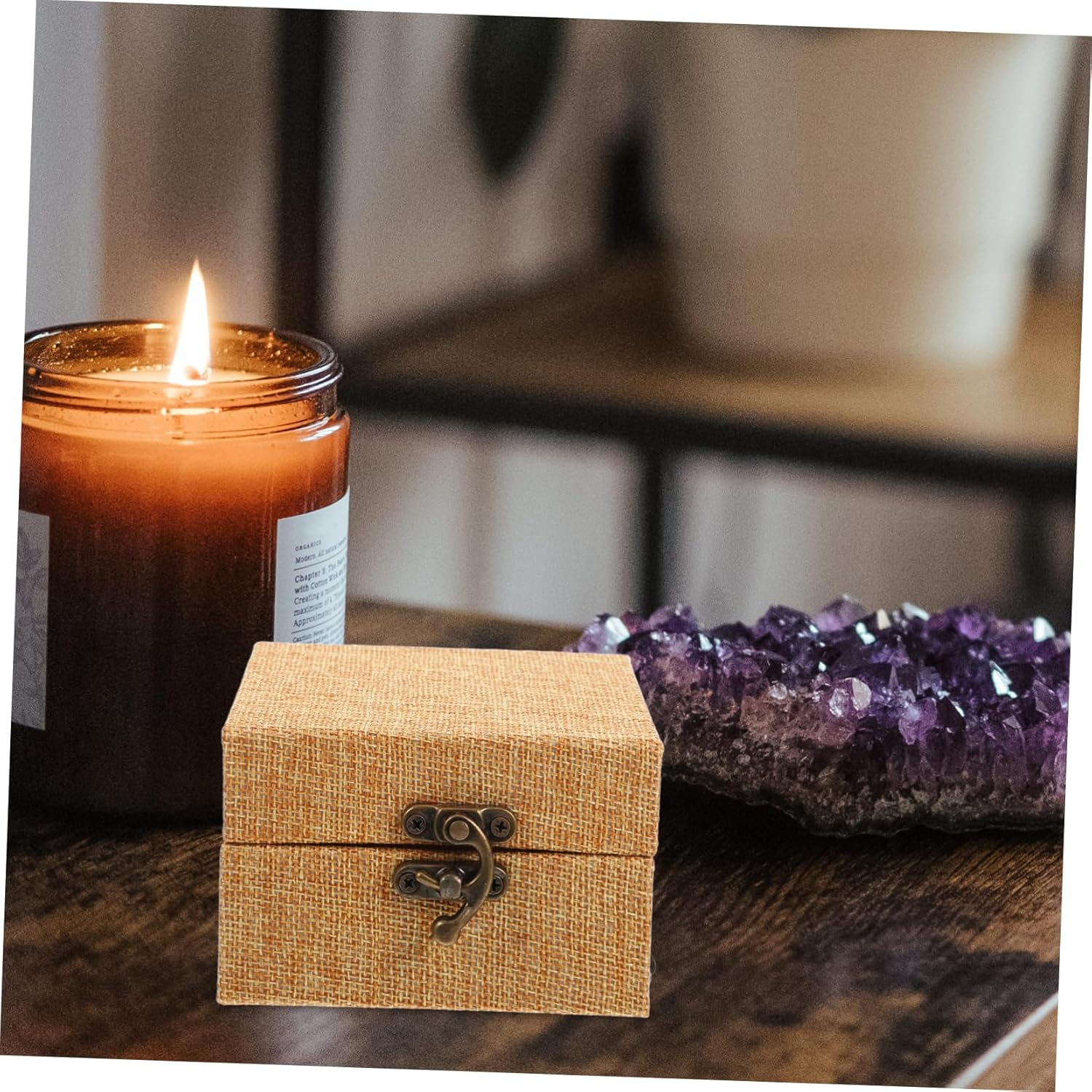 Jojofuny Treasure Chest Jewelry Box Painting Ink Box Calligraphy Seal Painting Vintage Lid image number 1