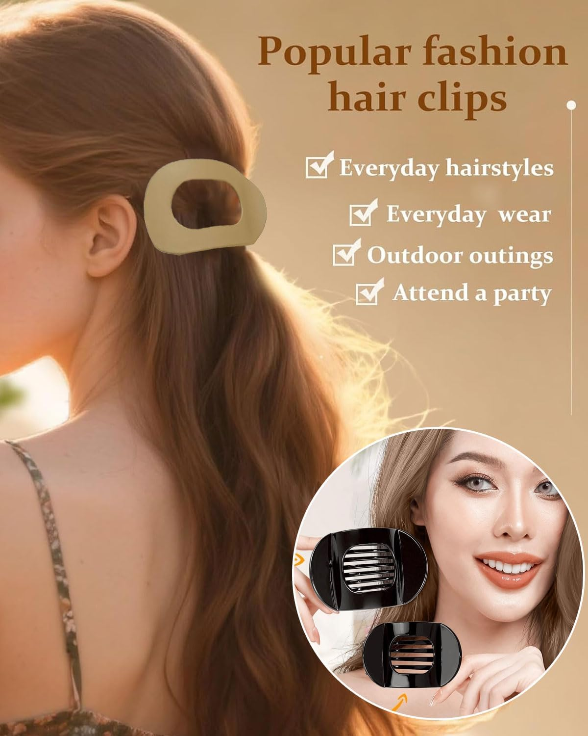 FUGLUS Pack of 4 Hair Clips, Duck Beak Hair Clips, Ladies, Flower Hairpin, Duckbill Hair Clips, Beak Hair Clip, Flat Secure Hold Inner Teeth Hair Claws, Strong Hold Side Hair Clips