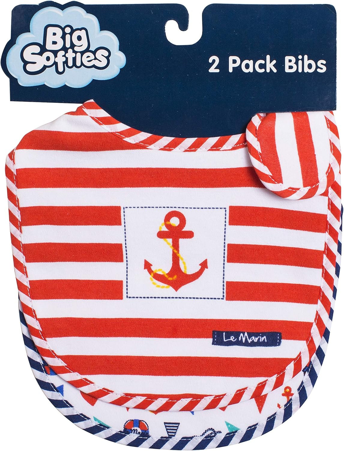 Big Softies Side Closure Baby Bib 2 Piece Set, Orange, 2 Count