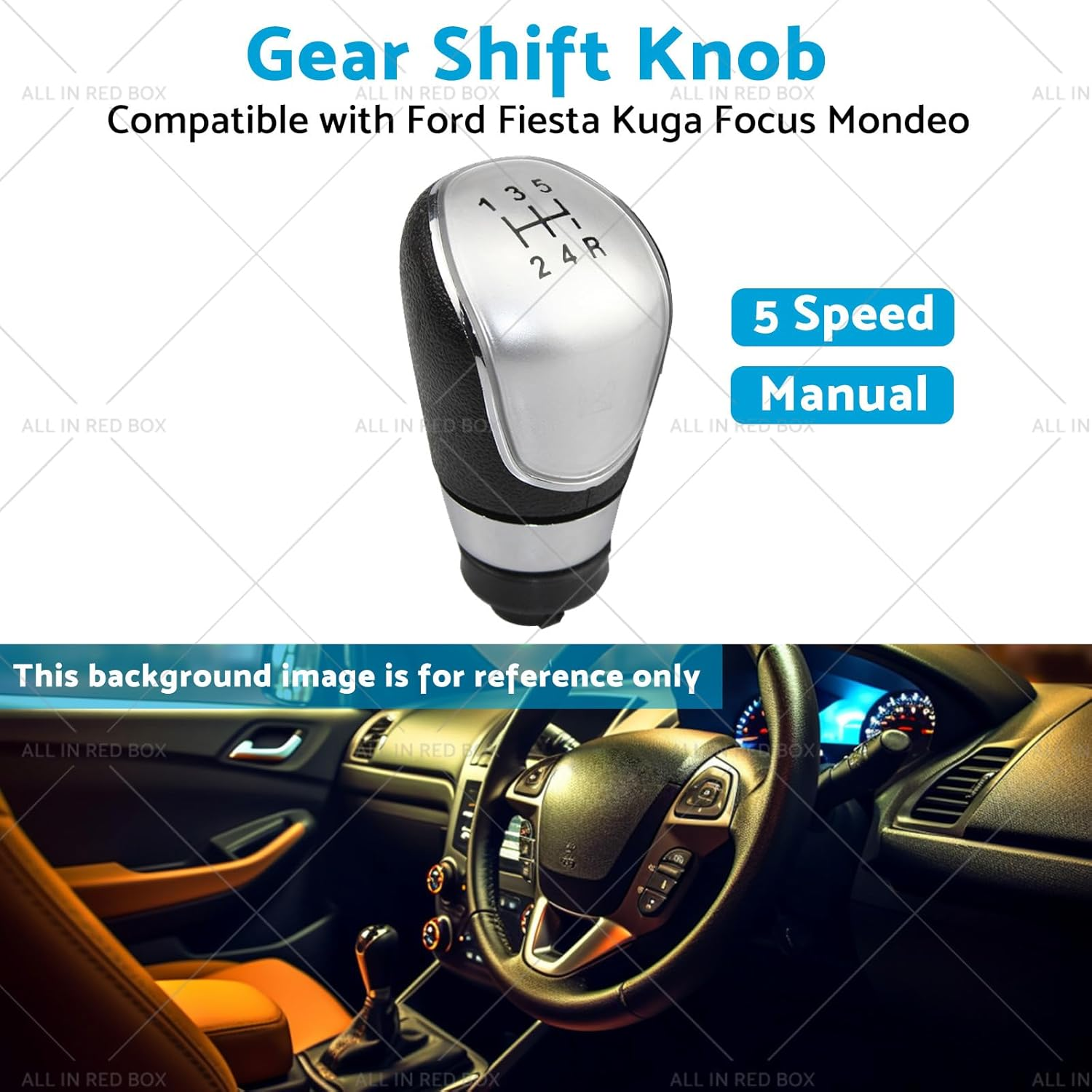 5-Speed Manual Gear Shift Knob Replacement Suitable for Ford Fiesta MK2 C-Max 2008-2013 image number 1