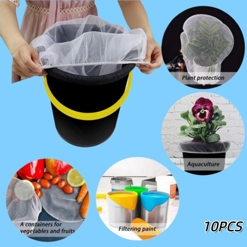 10 Pcs 5 Gallon Paint Strainer Bags, Elastic Top Opening,White Fine Mesh Filter Bag, Disposable Bag,Bucket Strainer Hydroponic Paint Filter Bag,For Use with Paint Guns and Sprayers image number 3