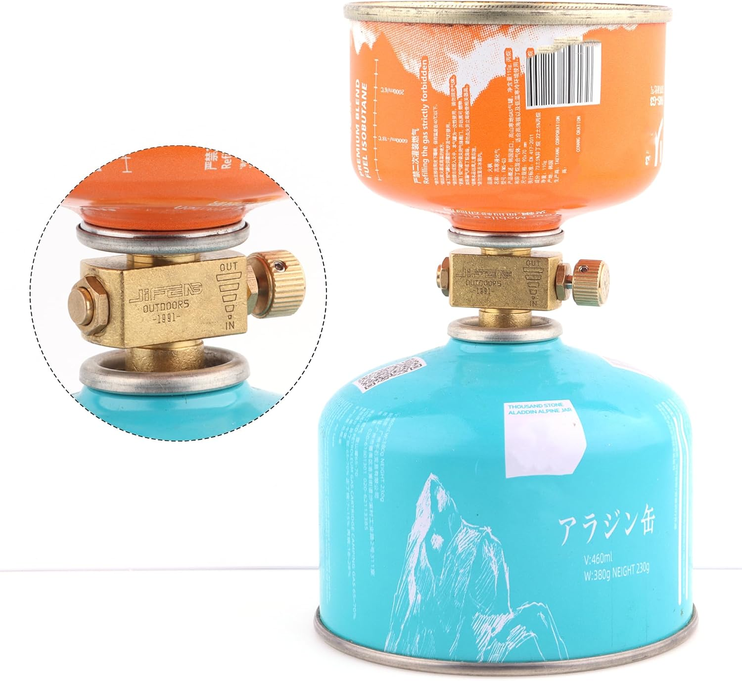 JIFENG Gas Refill Adapter Camping Stove Canister Isobutane/Butane Refill Adapter Lindal Valve Refill Adapter Fuel Refill Camping Canister Shifter