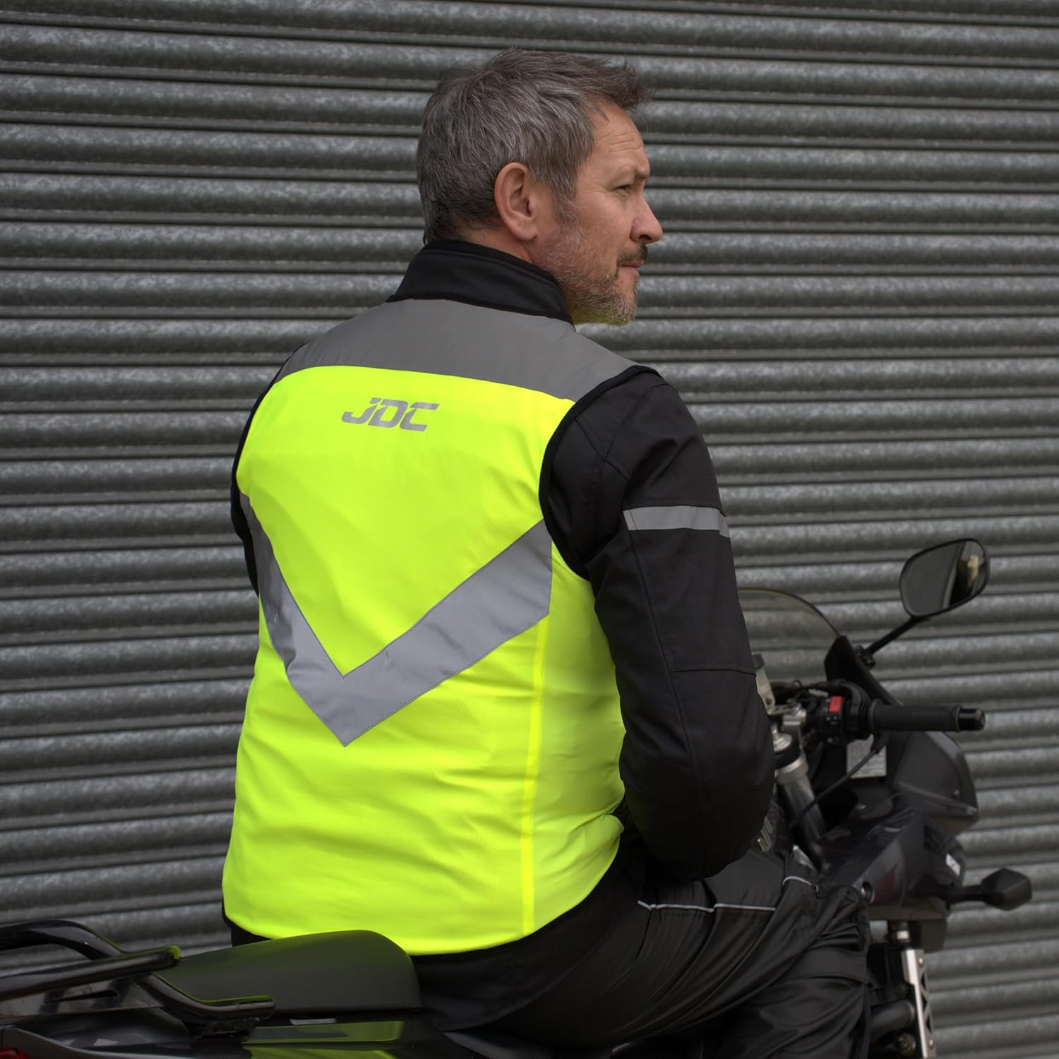 JDC Motorcycle Hi Vis Vest High Visibility Zipped Safety Reflective Yellow - Axis - L image number 2