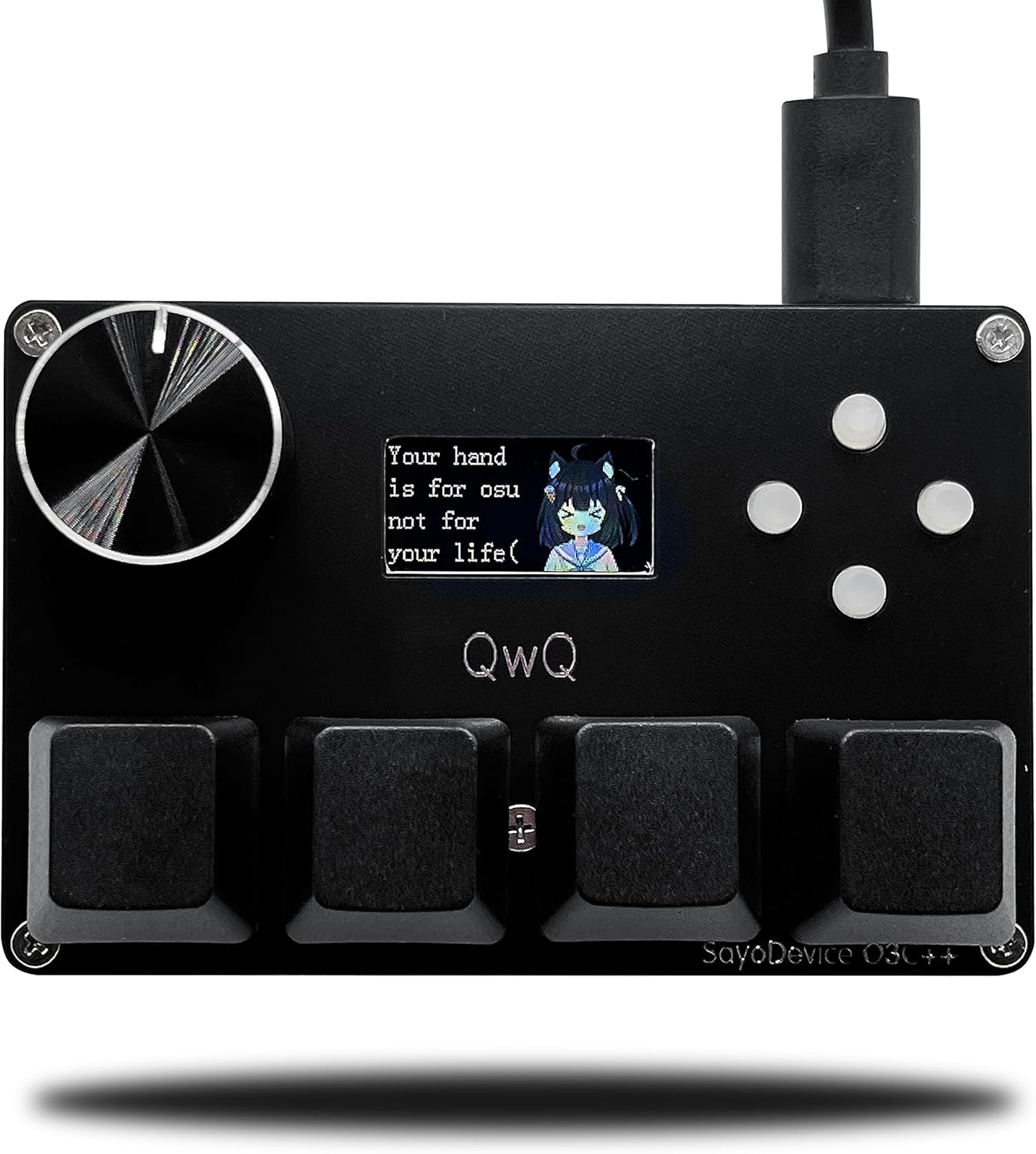 BTXETUEL Sayodevice O3C++ OSU Keyboard Rapid Trigger Hall Switches Magnetic Linear Switches Keyboard with Knob and Screen,Copy Paste,Shotcut,Macro Hotswap Mini Keypad (Black)