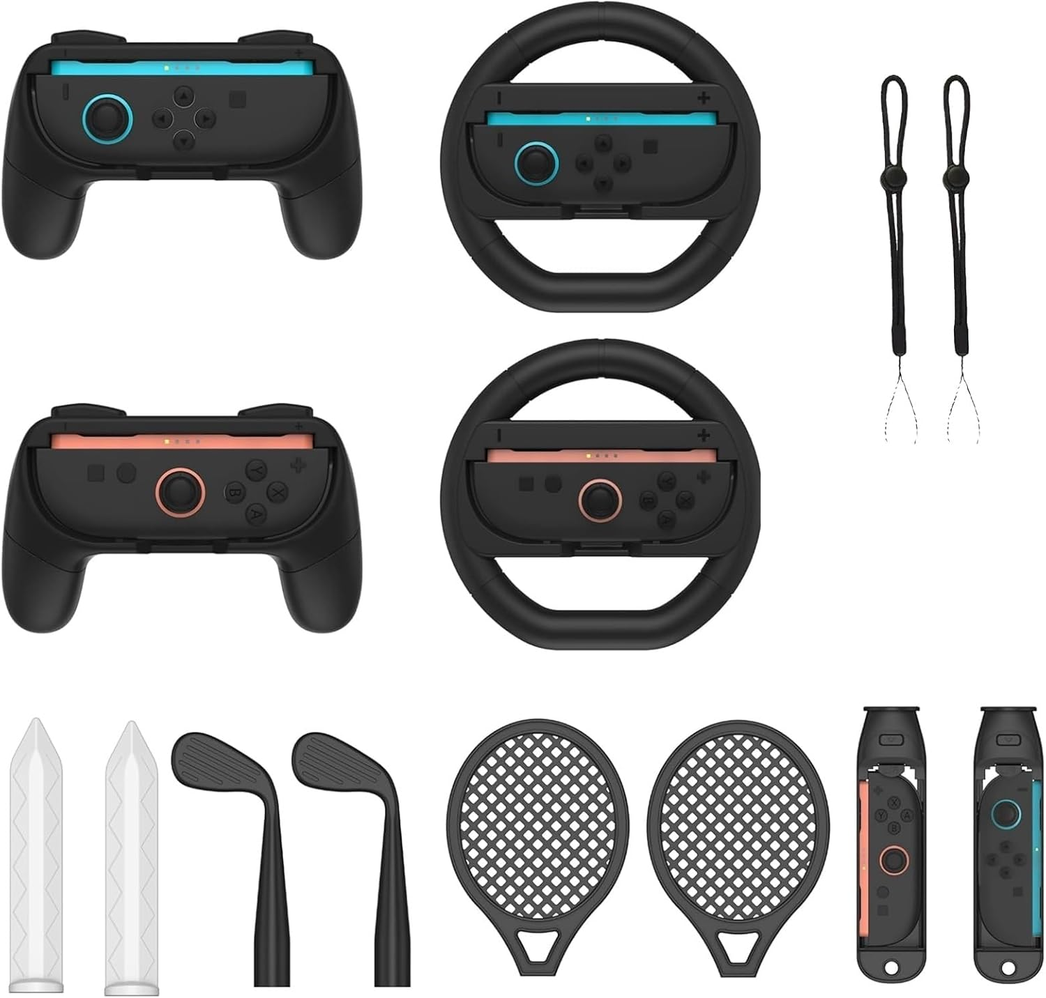 NBCP Switch 2 Sports Kit 14-In-1 &ndash; Motion Control Bundle with Steering Wheels, Swords, Rackets for Racing, Combat & Fitness Games (2025 New Release)