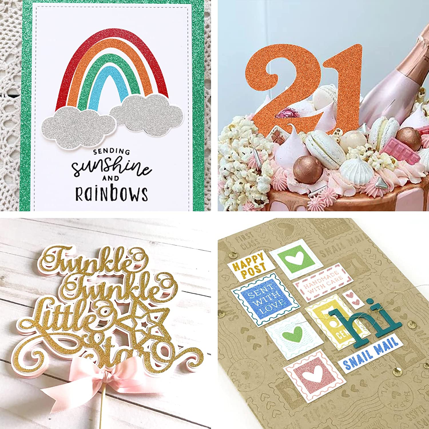 Simetufy Glitter Cardstock Paper, 24 Sheets 12 Colors, Premium Sparkly Paper for Cricut & DIY Projects, A4 Size image number 4