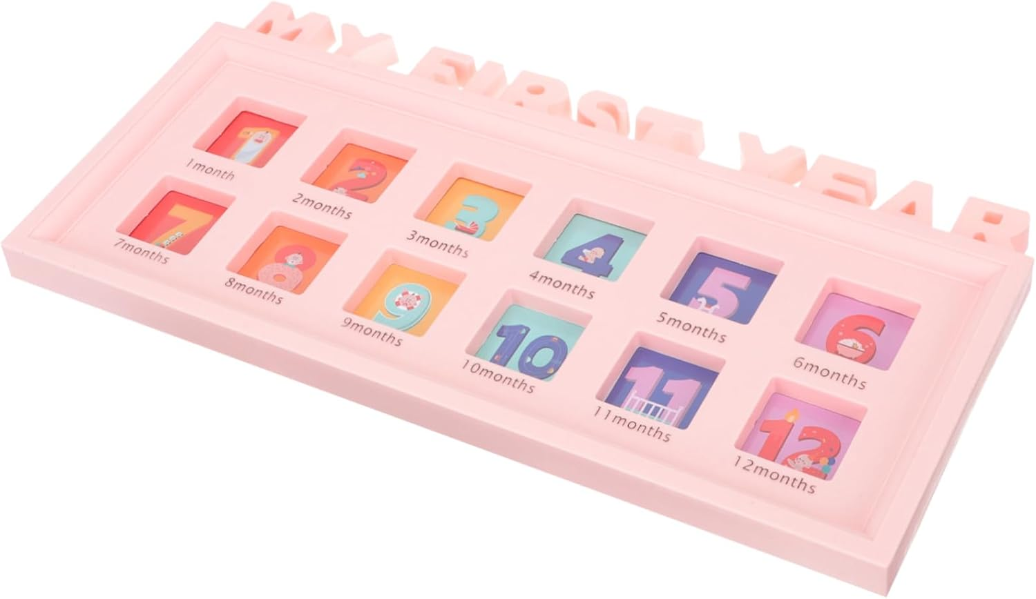 Growth Record Photo Frame Month Milestone Collage for Newborn Pictures Durable Modern Design First Year Memories image number 3