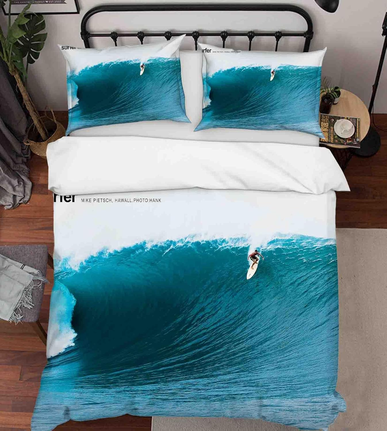 3D Surfer Sea Quilt Cover Set Bedding Set with Pillowcases, Single/Double/Queen/King Size (Single) image number 2