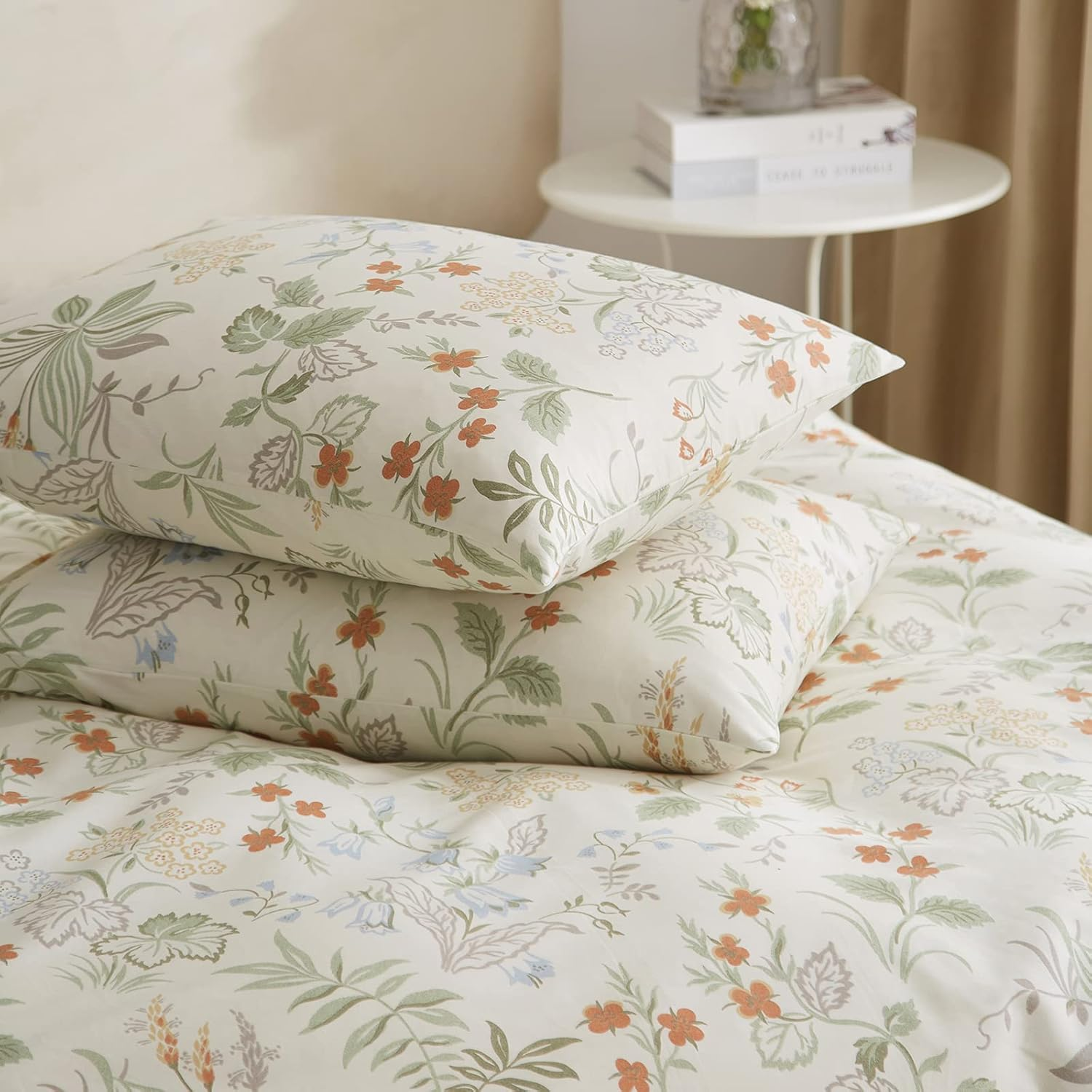 DREAMINGO Twin Duvet Cover Set -Botanical Vintage Comforter Cover with Zipper Closure, Cute Room Decor Cottagecore Bedding Set, 3 Piece, Include 1 Cotton Duvet Cover & 2 Pillowcases, Soft, Breathable image number 7