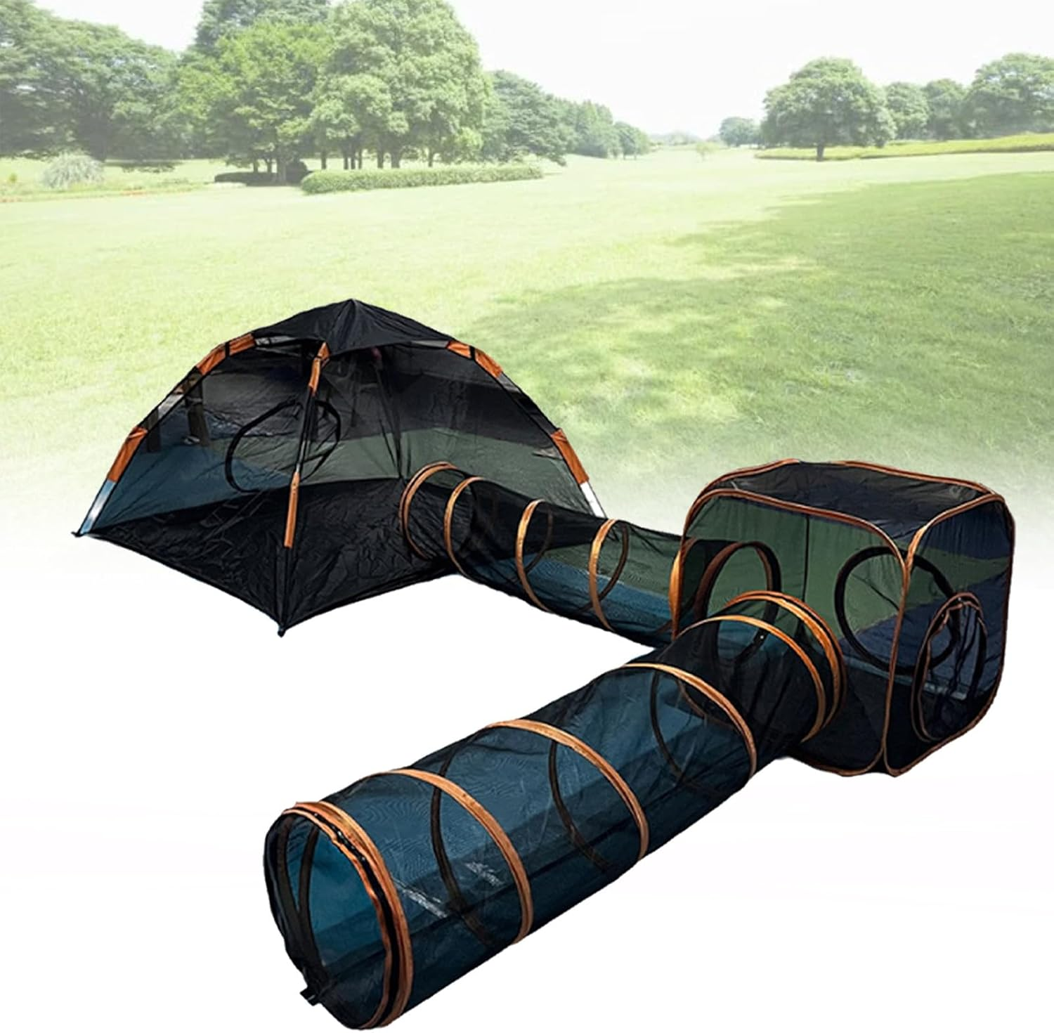 Outdoor Cat Enclosures with Cat Tunnel, 4 in 1 Pet Cat and Dog Tunnel Tent, Foldable Outdoor/Indoor Cat House - Rabbits Ferrets, Small Animals Pet Tent image number 6