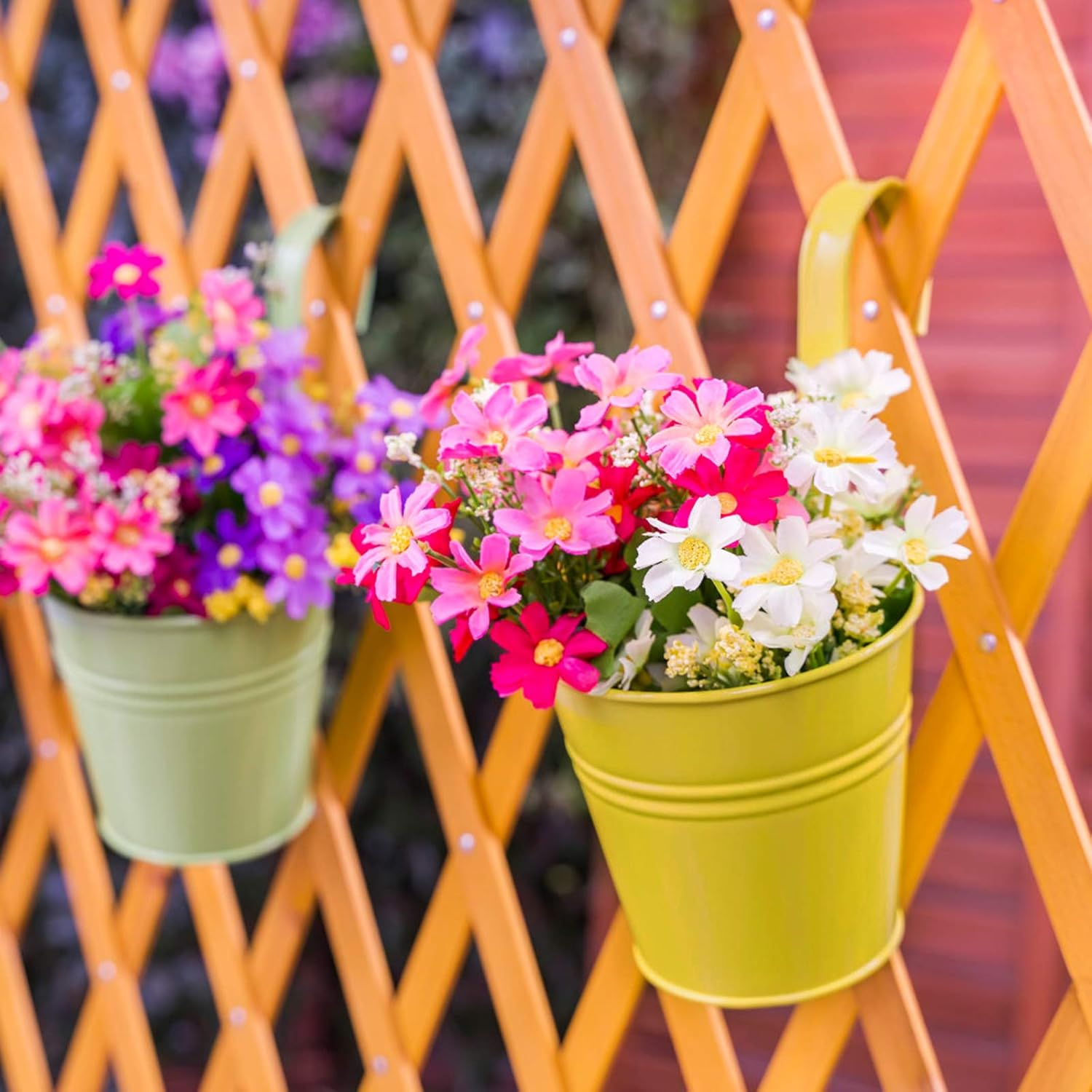 RIOGOO 8Pcs Hanging Flower Pots, Metal Iron Planters - Detachable Hook (Medium, Multicolor) image number 6