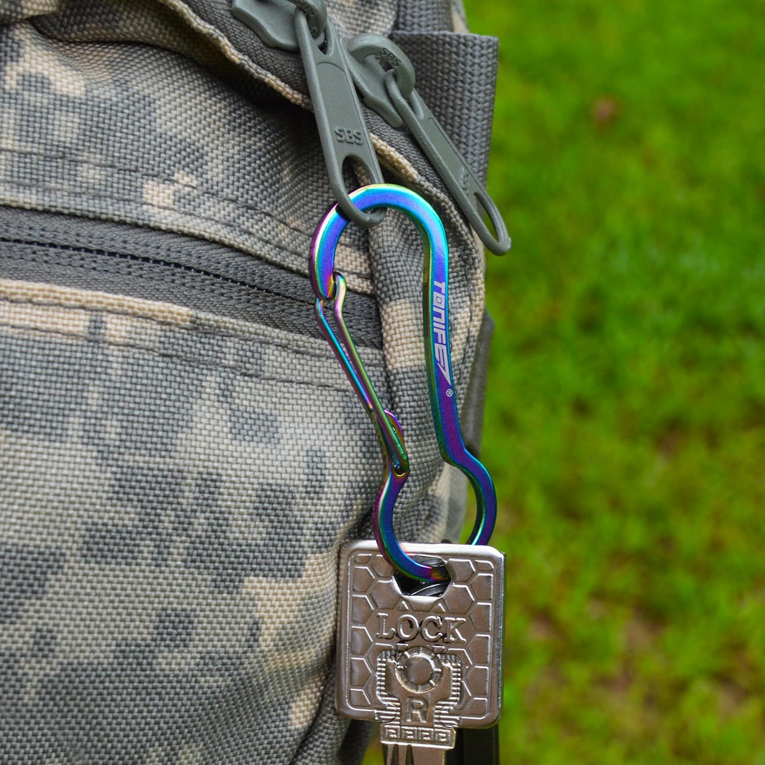 TONIFE Carabiner Clips 2 Pack, Stainless Steel Carabiners Hook for Carabiner Key Rings, Carabiner Small Snap Buckle Spring Backpack Fasteners image number 5