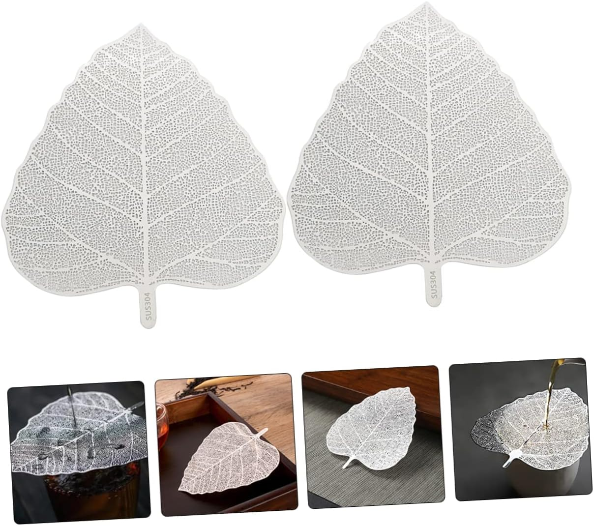 SHOWERORO Leaf-Shaped Tea Infuser Stainless Steel Tea Filter for Household Use Fine Mesh Teaware Accessory for Brewing Home Kitchen Coffee Espresso Preparation image number 3
