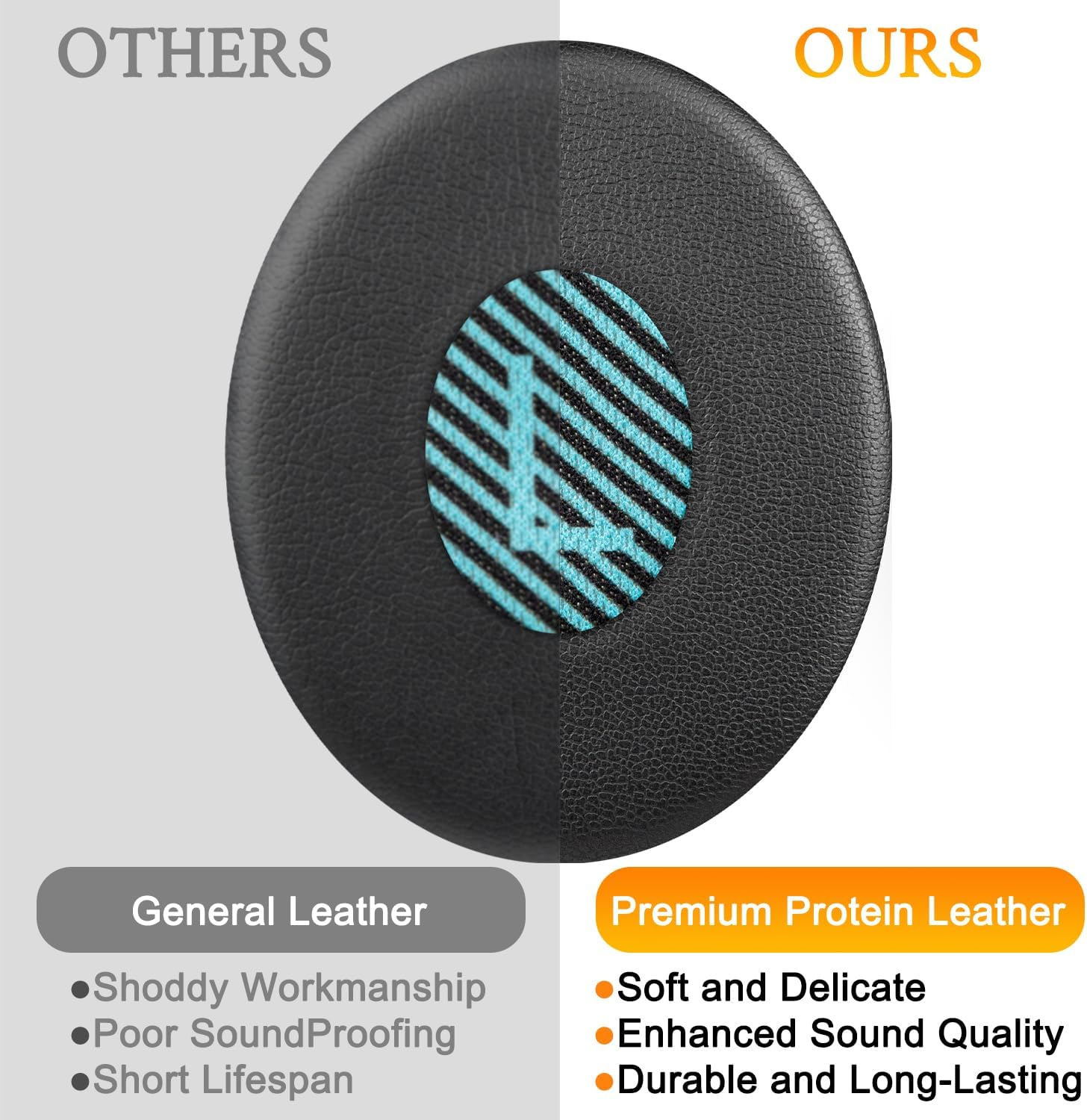 SOULWIT Ear Pads Cushions Replacement for Bose On-Ear 2 (OE2 & Oe2I)/ Soundtrue On-Ear (OE)/ Soundlink On-Ear (OE) Headphones, Earpads with Softer Leather, Noise Isolation Foam - Cooling Gel-Black image number 7