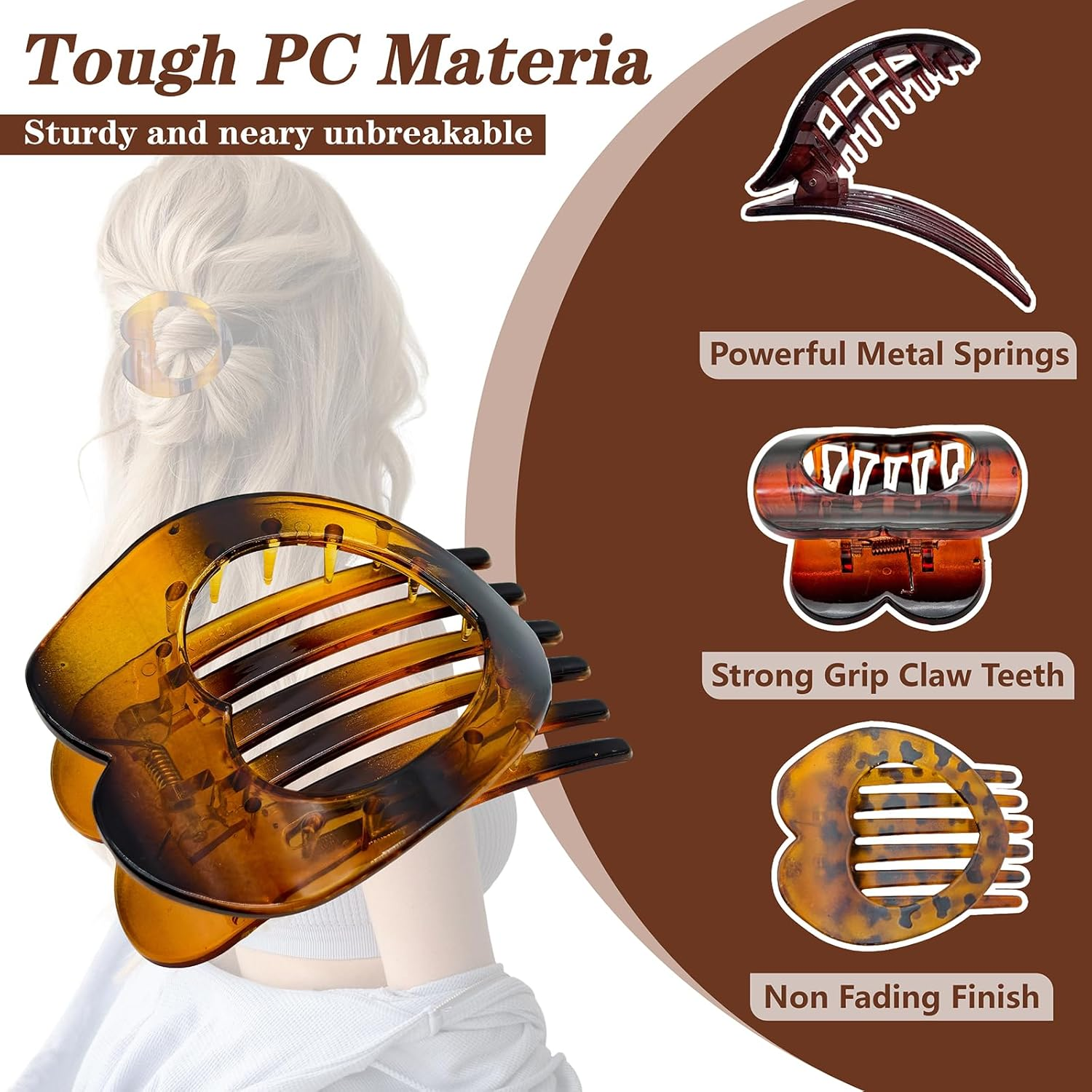 OYIWINMI Pack of 4 Duck Beak Hair Clips, Women'S Strong Hold Flat Hair Clip, Flat Claw Clip, Hair Clips for Thin and Thick Hair image number 6