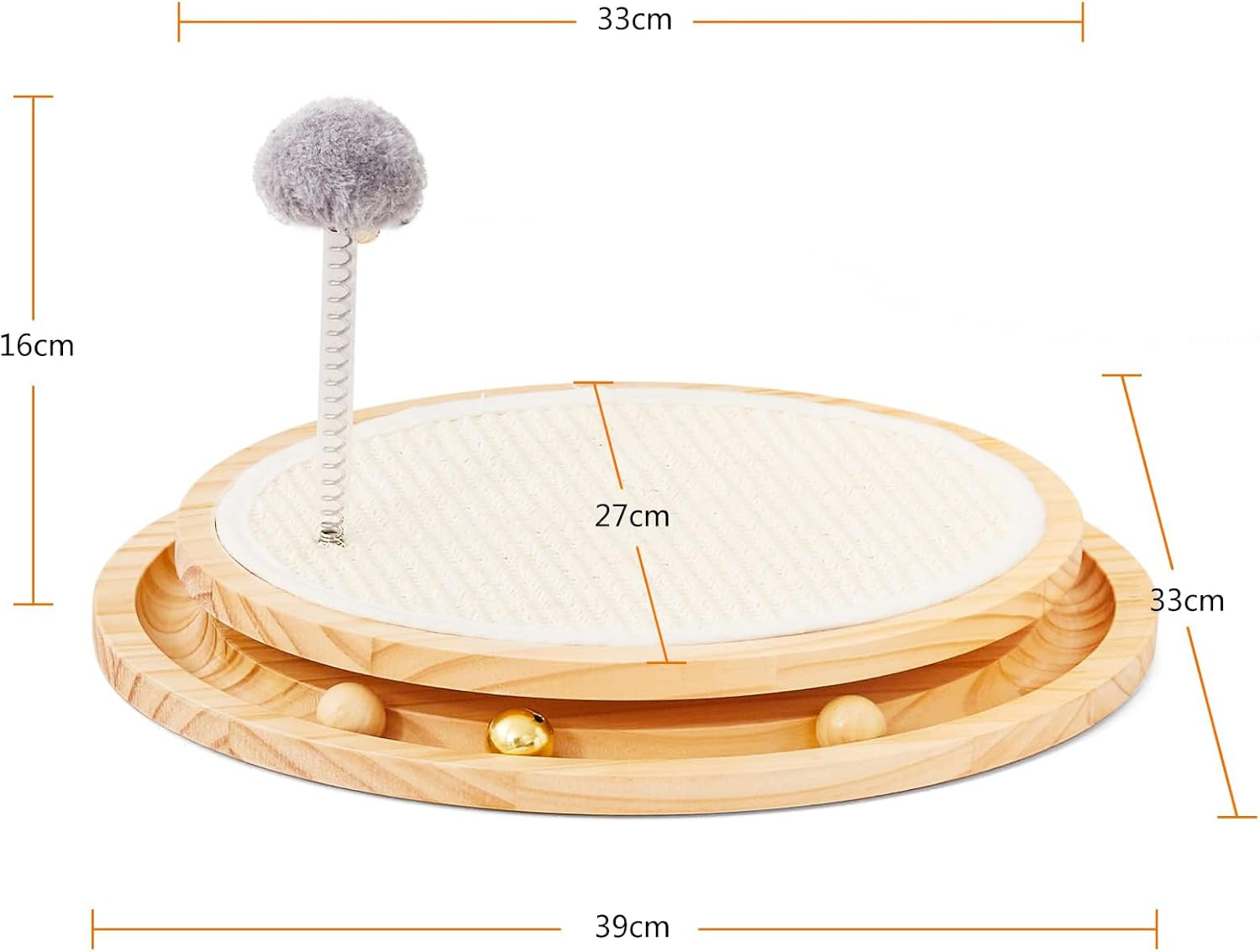 Cat Scratcher, Cat Natural Sisal Scratching Post, Hasourie Kitten Interactive Toy with Ball Track Spring Ball for Chasing Hunting Mental Physical Exercise