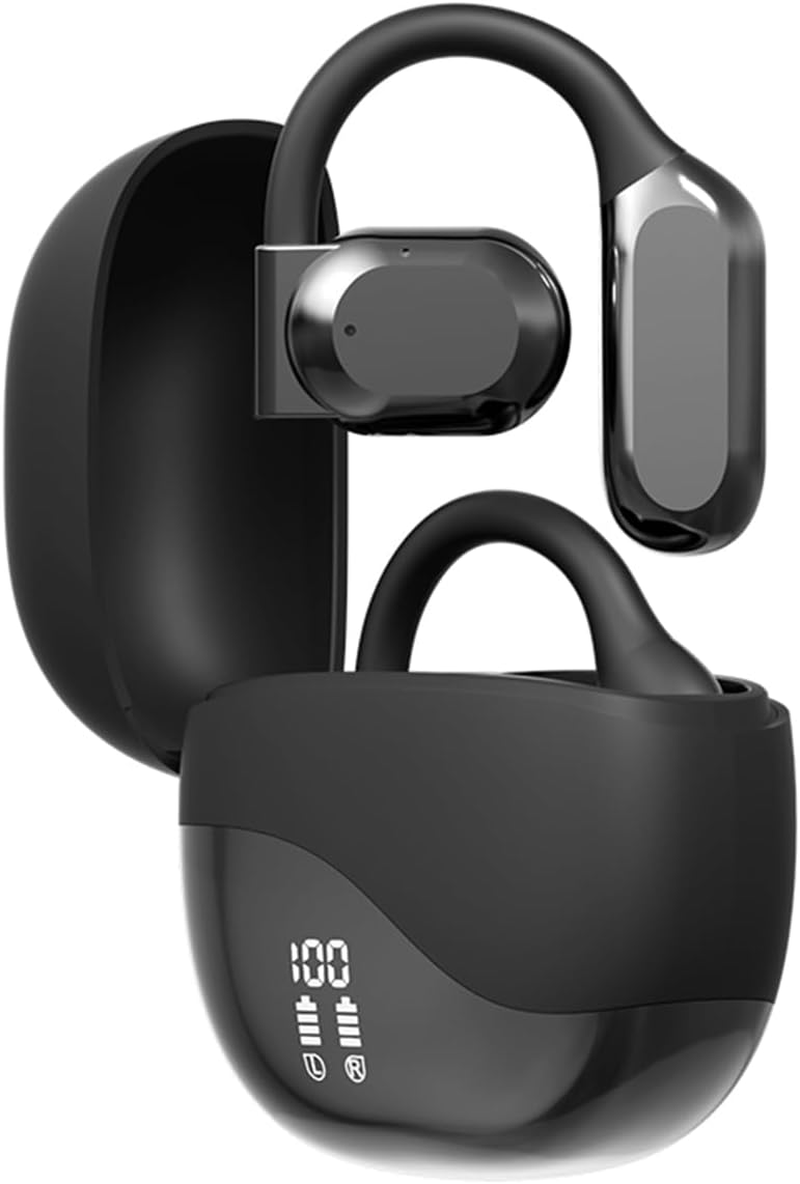 Oimzzr M62 Wirel Headset Ligent Digital Display Call Noise Cancellation Surround Stereo Sound Fingerprint Control OWS On-Ear Sports Headset Suitable for Travelling Busin and Study image number 1