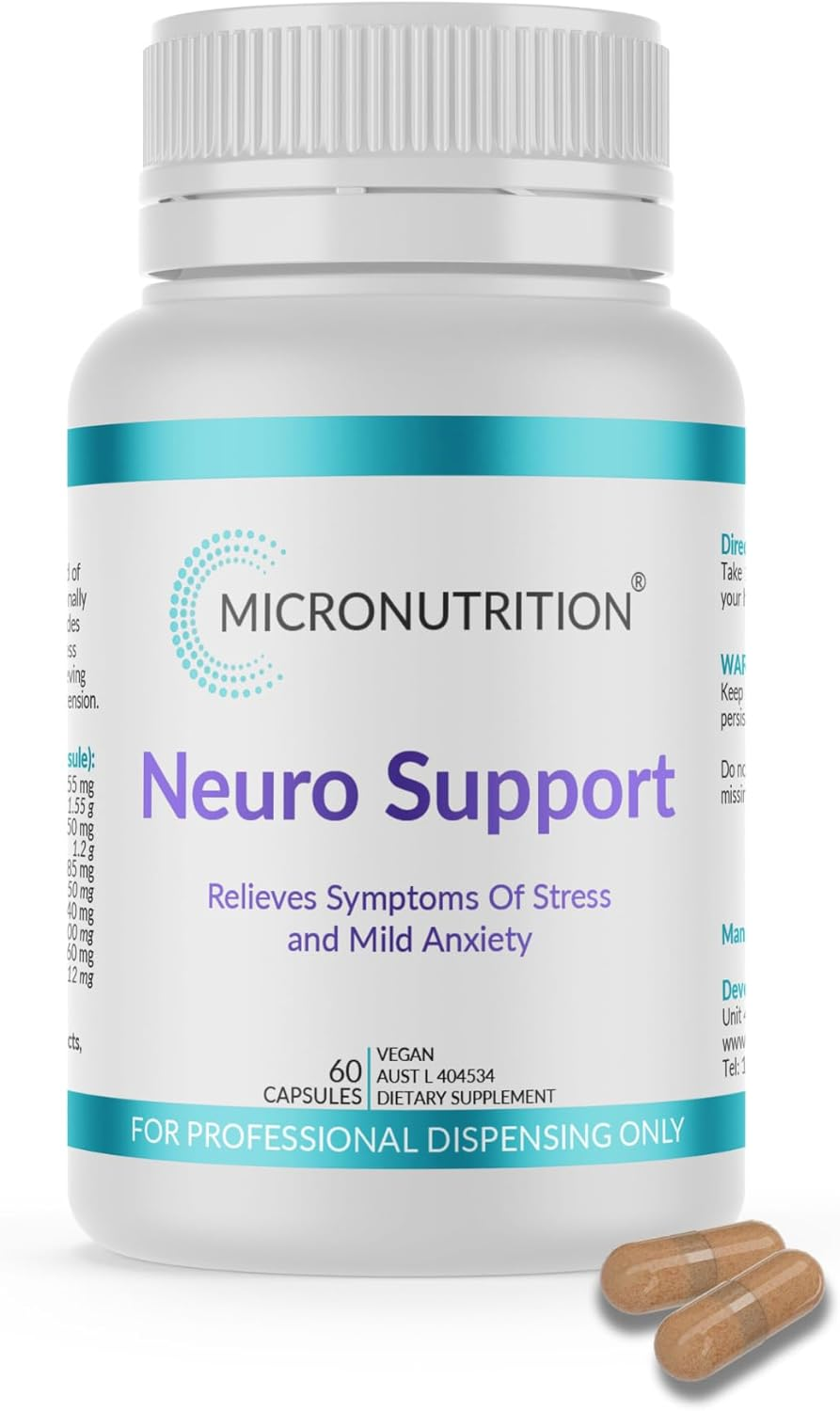 Neuro Support - Herbal Supplement for Mild Anxiety & Stress Relief, Sleep & Brain Function - Passionflower, Magnolia, Ziziphus, Kudzu, Magnesium Glycinate - Vegan - 60 Vege Caps - MICRONUTRITION image number 5