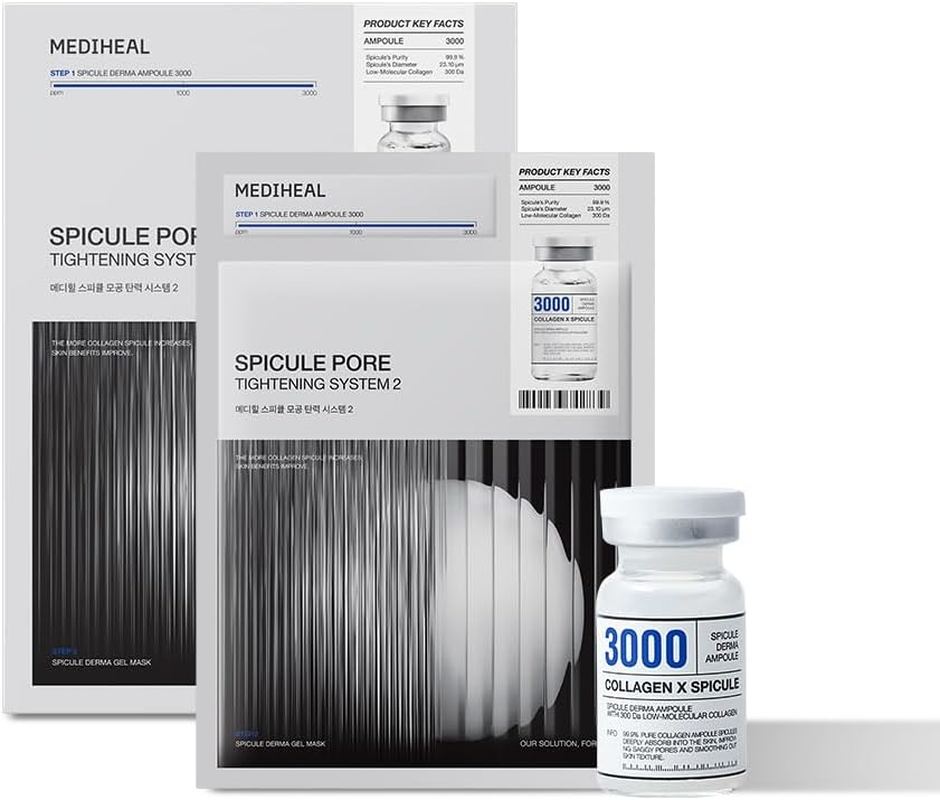 Mediheal Collagen Spicule Pore Care System 4 Pcs - Serum & Gel Mask Set. 3,000 Ppm Purity Spicule & Micro Collagen Included. 2-Step Pore Care System with Spicule Collagen Ampoule & Collagen Gel Mask image number 4