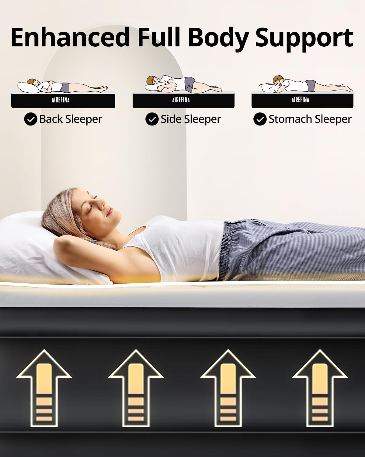 Airefina Single Size Air Mattress, 18 Raised Air Bed in 3 Mins Self Inflation, Air Mattress with Built in Electric Pump, Portable Foldable Inflatable Bed with Carrying Bag for Home & Guest image number 6